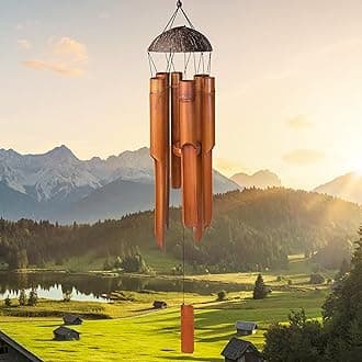 Bamboo Wind Chimes 38" 6 Pipes, Handcrafted Wooden Wind Chime Bring a Unique and Soothing Melody, Create a Zen Atmosphere for Outdoor Indoor Decor, for Sympathy, Memorial