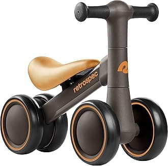 Retrospec Cricket 2 Baby Walker Balance Bike with 4 Wheels for Ages 12-24 Months - Toddler Bicycle Toy for 1 Year Old’s - Ride On Toys for Boys & Girls balance bike