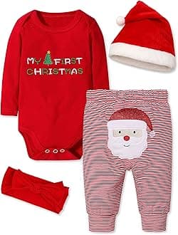 Baby Girl Boy Christmas Outfit My 1st Christmas Baby Boy Infant New Year 4 Pcs Set