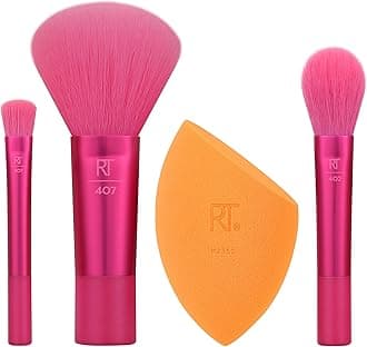 Limited Edition Mini Holidaze Brush + Sponge Kit, Makeup Brush & Makeup Blending Sponge Set, For Foundation, Powder, & Eyeshadow, Travel Makeup Tools, 4 Piece Gift Set