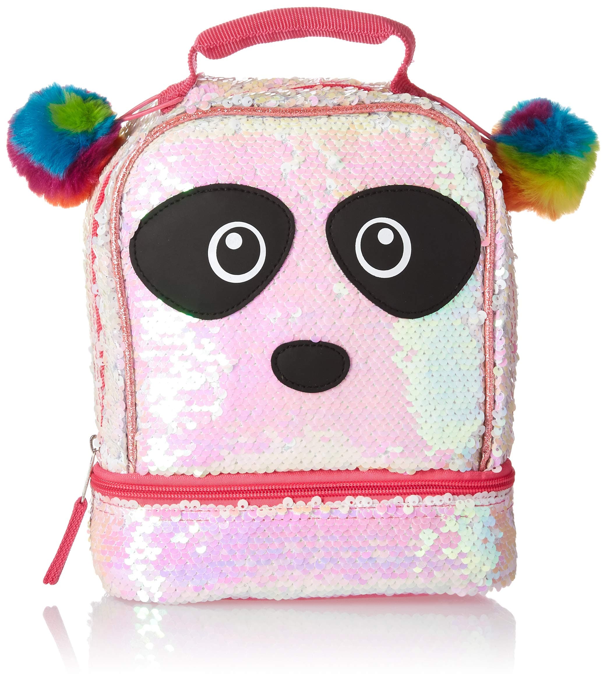 Magic Sequin 2 Way Panda Critter Rainbow Pom Lunch Box, Multi