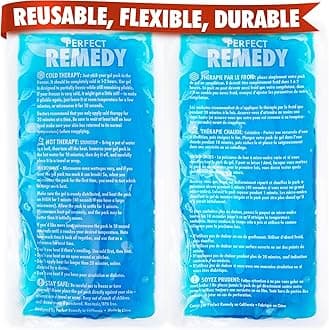 Perfect Remedy 2 Pack Gel Ice Packs for Injuries, Reusable for Sports Injuries Muscle Pains, Hot Cold for Pain Relief, for Knees, Back, Head, Neck, Blue, Regular