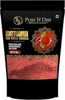 PURE N DESI Mathania Red Chili Powder,1Kg | Sun dried Rajasthani Mathania Desi Lal Mirch Powder