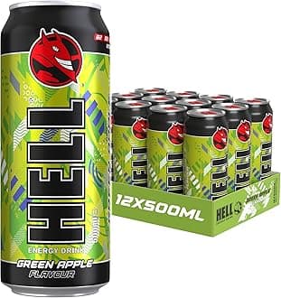 Energy Drink Green Apple Flavour | 12 x 500ml Cans Multipack | 32mg/100ml Caffeine | Contains Vitamins B2 B3 B5 B6 B12 | Preservative Free | Vegan | Reduce Fatigue