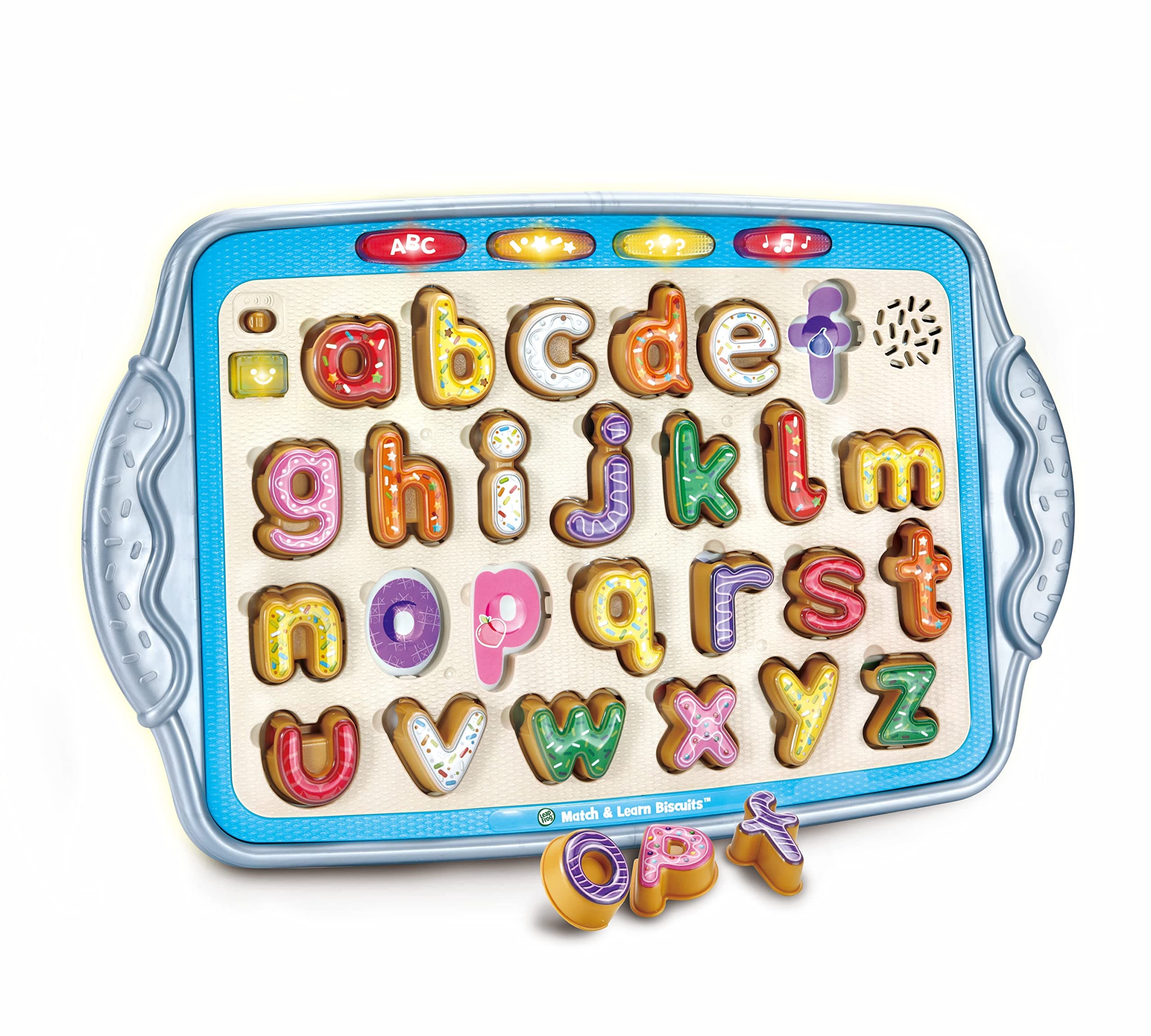 Match & Learn Biscuits, Toy for 2 Year Old, 26 Letter Biscuit Shapes, Food Toy Teaches Letters Colours & Objects, Gift for Kids 2, 3 + years, English Version