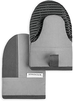 Beacon Two-Tone Non-Slip Mini Oven Mitt Set, Cool Grey/Frost Grey, 5.5"x8", 2 Piece
