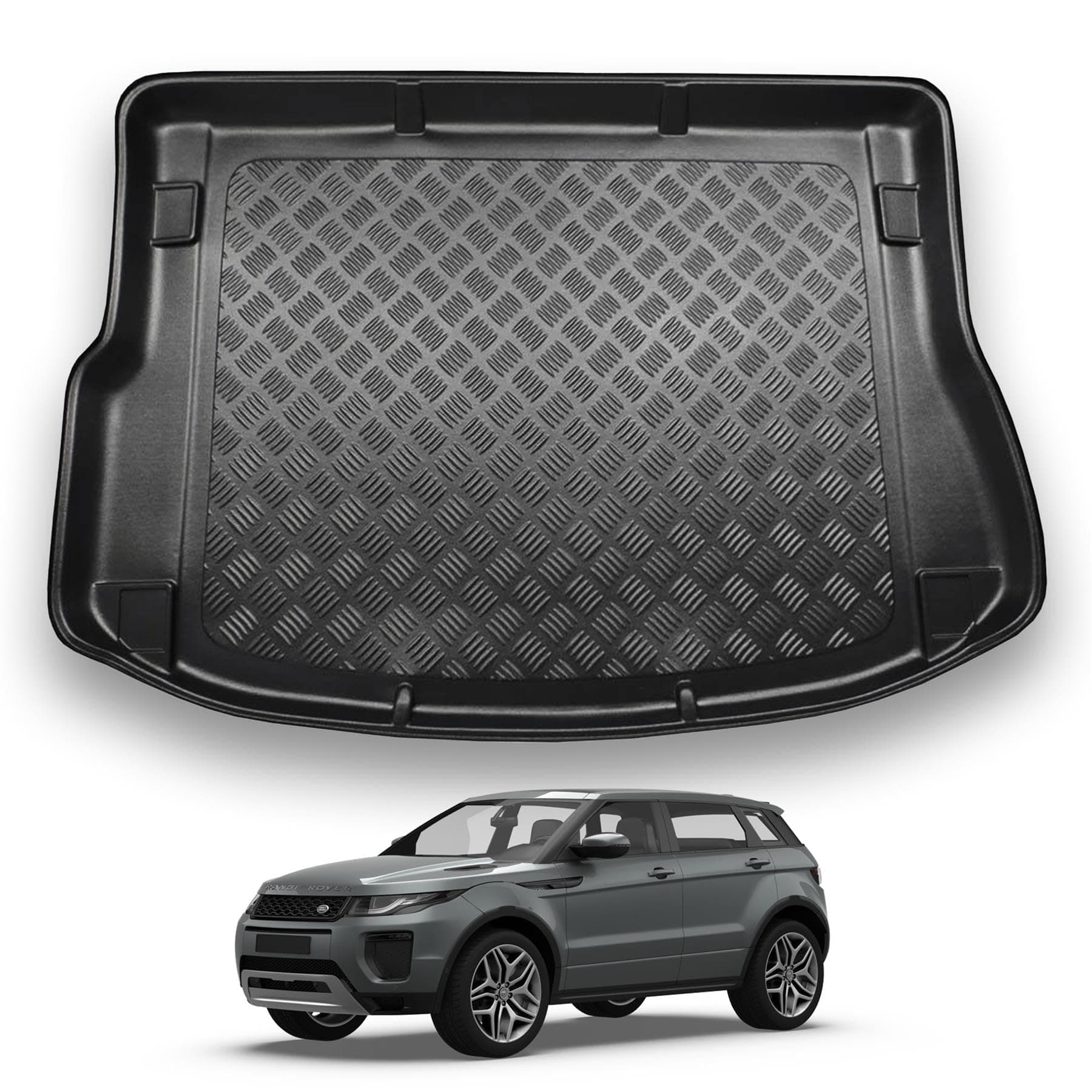 NOMAD Range Rover Evoque (2011-2019) [L538] Boot Liner Tailored Fit Car Floor Mat Protector Non Slip Waterproof Raised Edges Compatible Custom Fit Accessory Black Dog & Pet Friendly