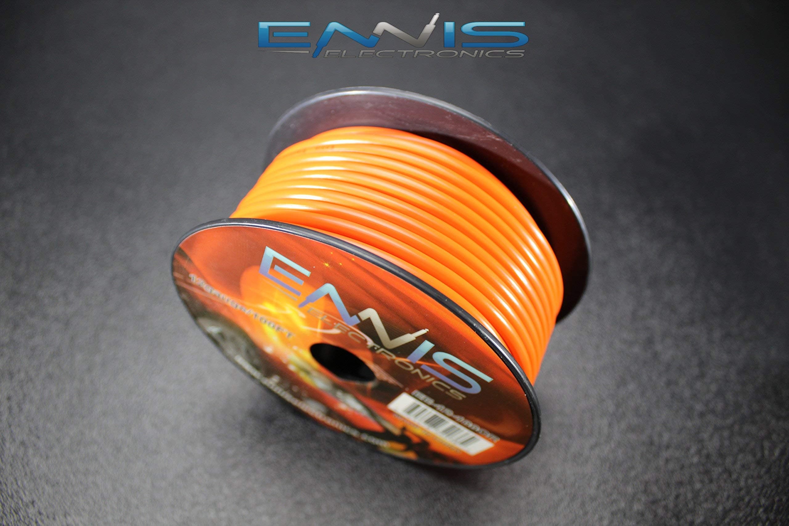 12 GAUGE WIRE ORANGE BY ENNIS ELECTRONICS 100 FT SPOOL PRIMARY AUTOMOTIVE AWG COPPER CLAD