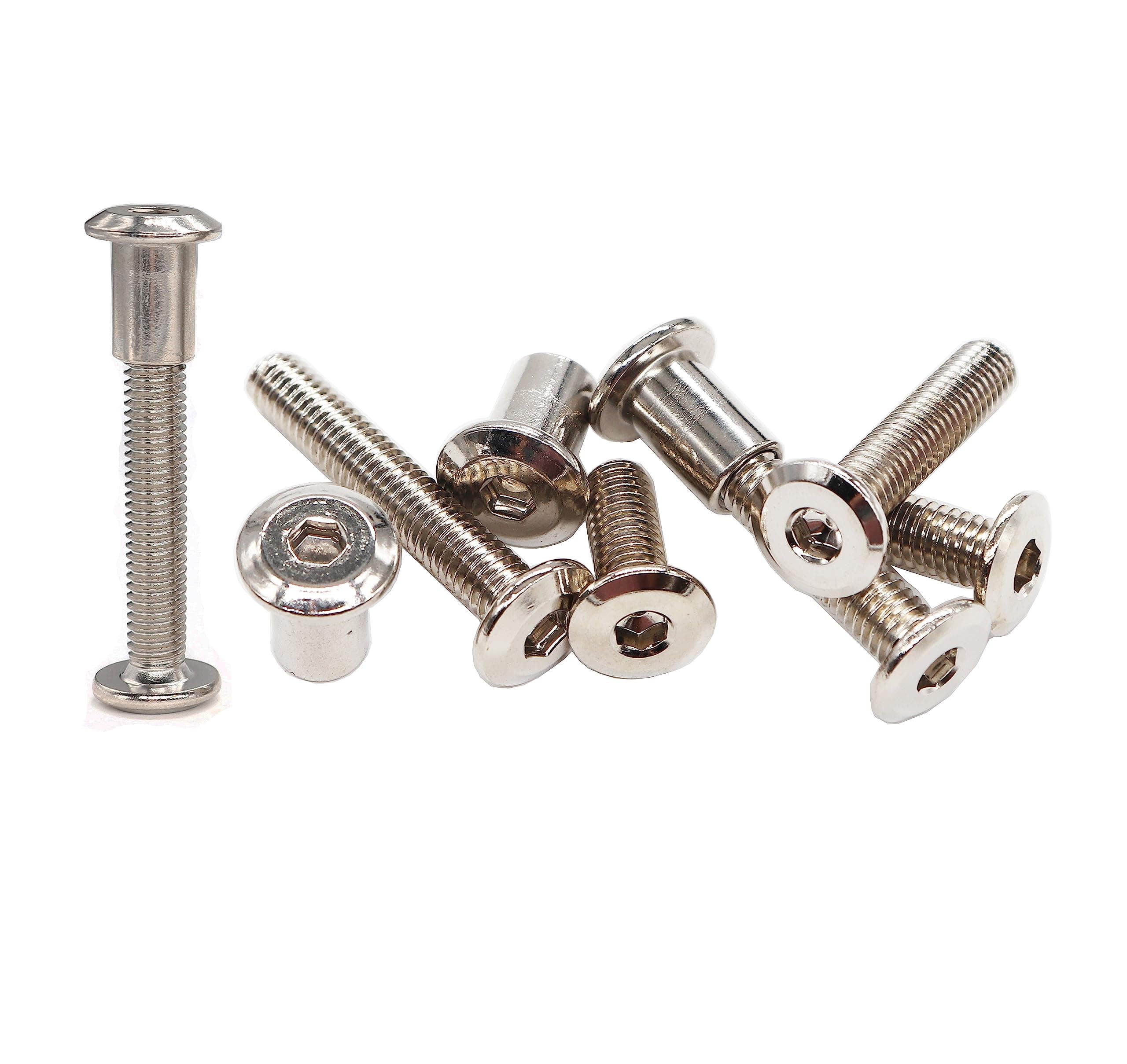 IKEA Billy Bookcase Connecting Hardware Screws, cSeao 12-Pack M6-1.0 x 35mm Rivet Countersunk Hex Head Socket Cap Bolt and Barrel Nut for Furniture