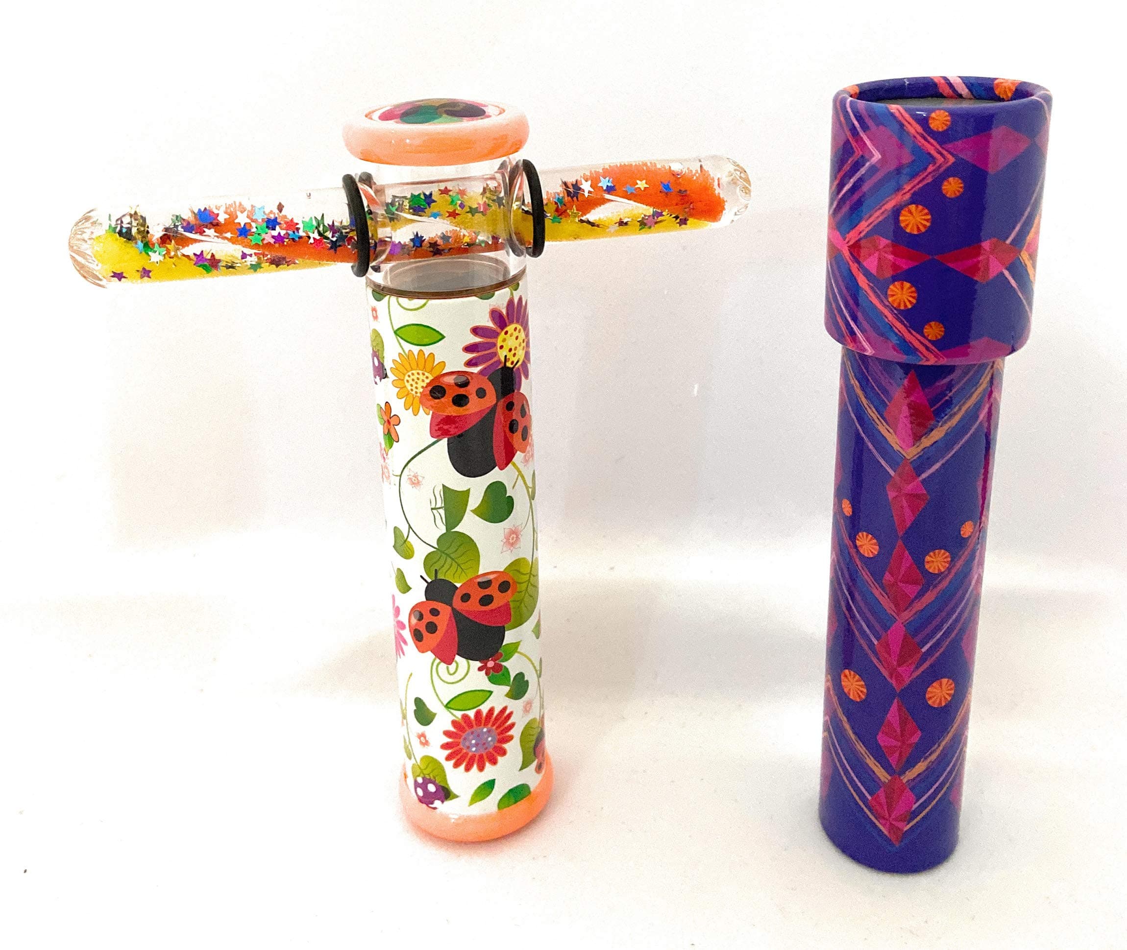 Gift Set Kaleidoscope 2 pcs in a Box Print Ladybug - Educational Learning Novelty Glitter Wand Random Gifts Birthday Gift, Adult Vintage Toys, Valentines Gift Teens Gift
