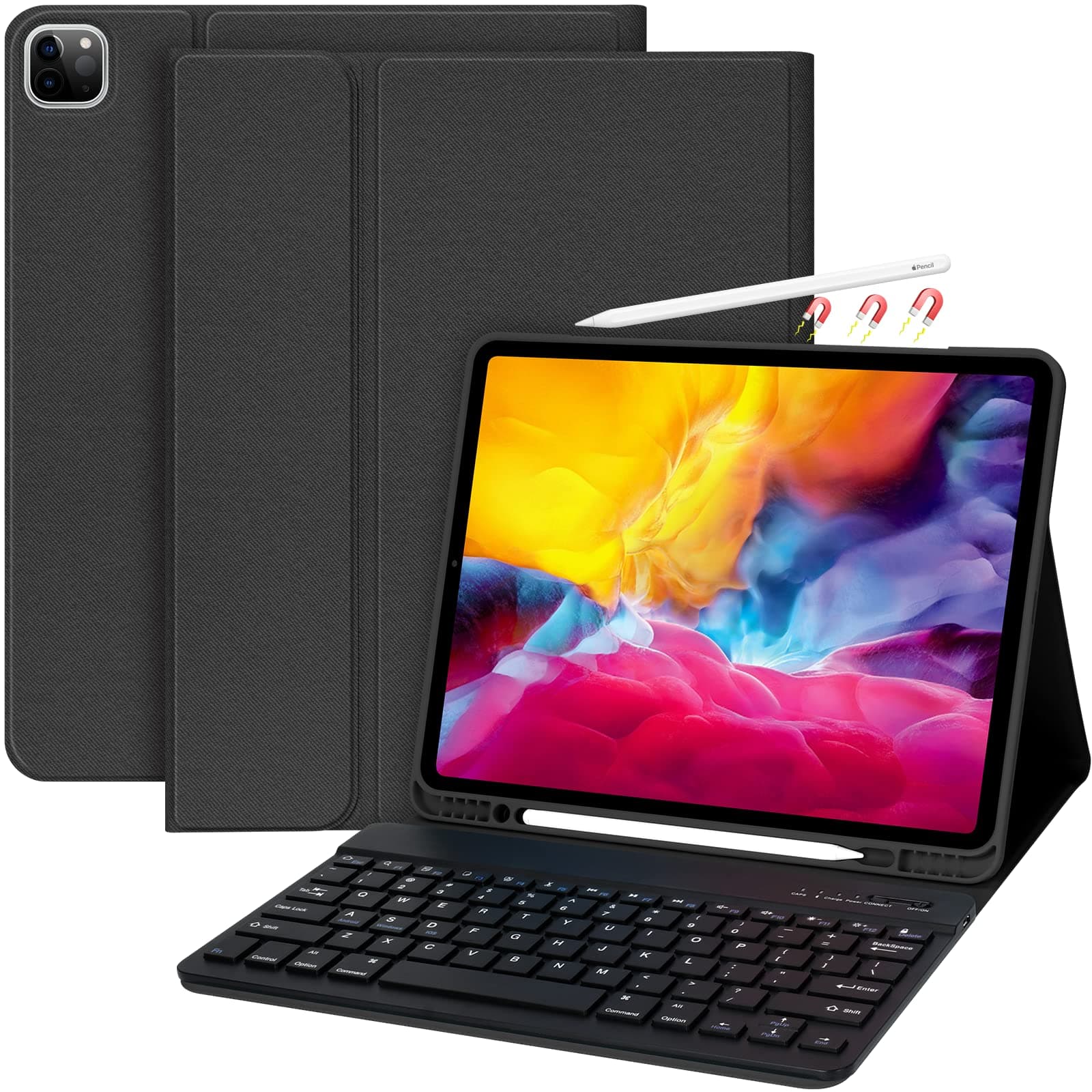 iPad Pro 12.9 Case with Keyboard - New iPad Pro 12.9-inch 2022 (6th Generation), Smart Magic Keyboard iPad Pro 12.9 5th (2021) & 4th (2020) & 3rd (2018) Gen, Wireless Detachable - with Pencil Holder