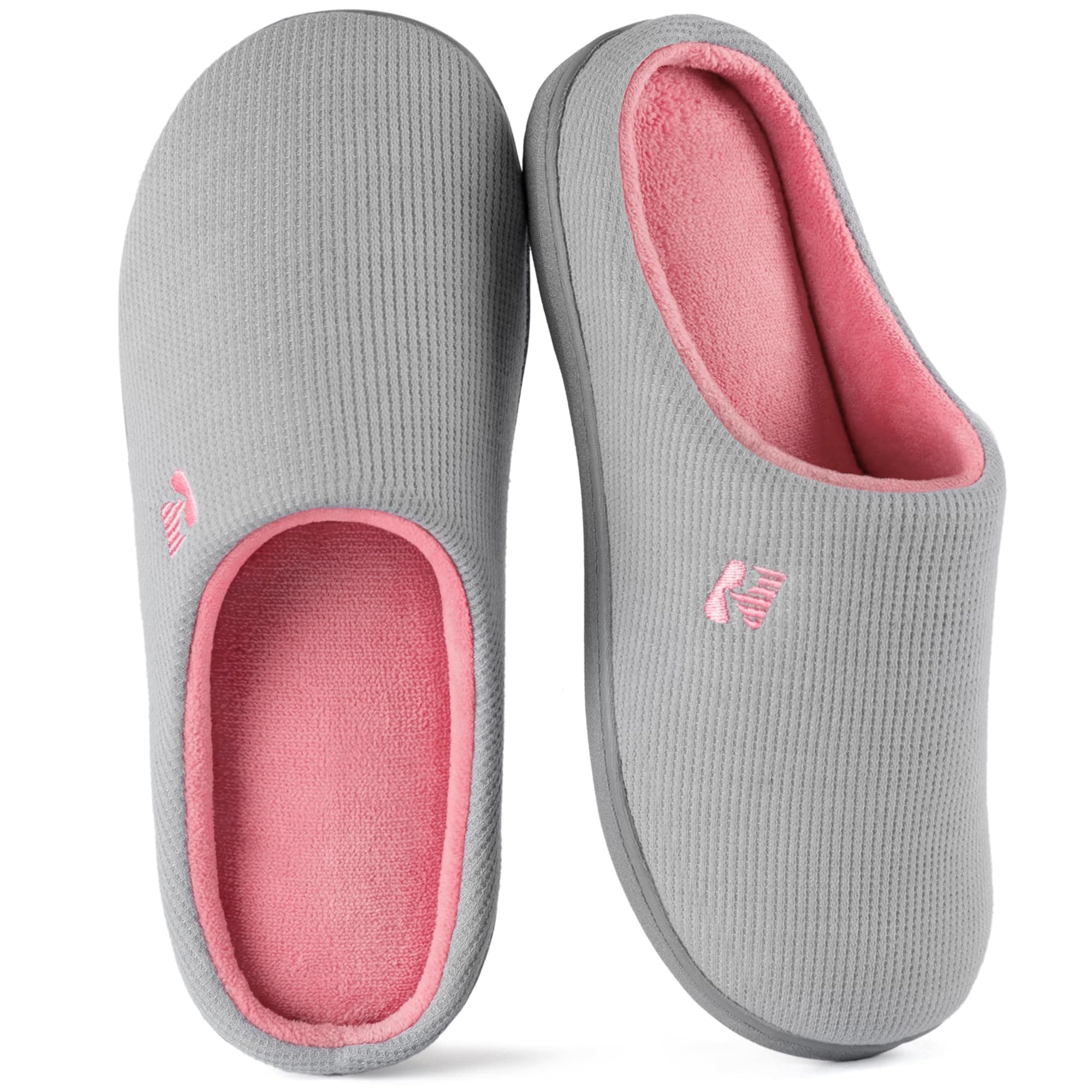 Women's Original Two-Tone Memory Foam Slipper, Size 9-10 US Women,Grey/Pink