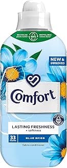 Comfort Blue Skies Fabric Conditioner with Stay Fresh technology for 100 days of freshness + fragrance* 33 washes (990 ml)