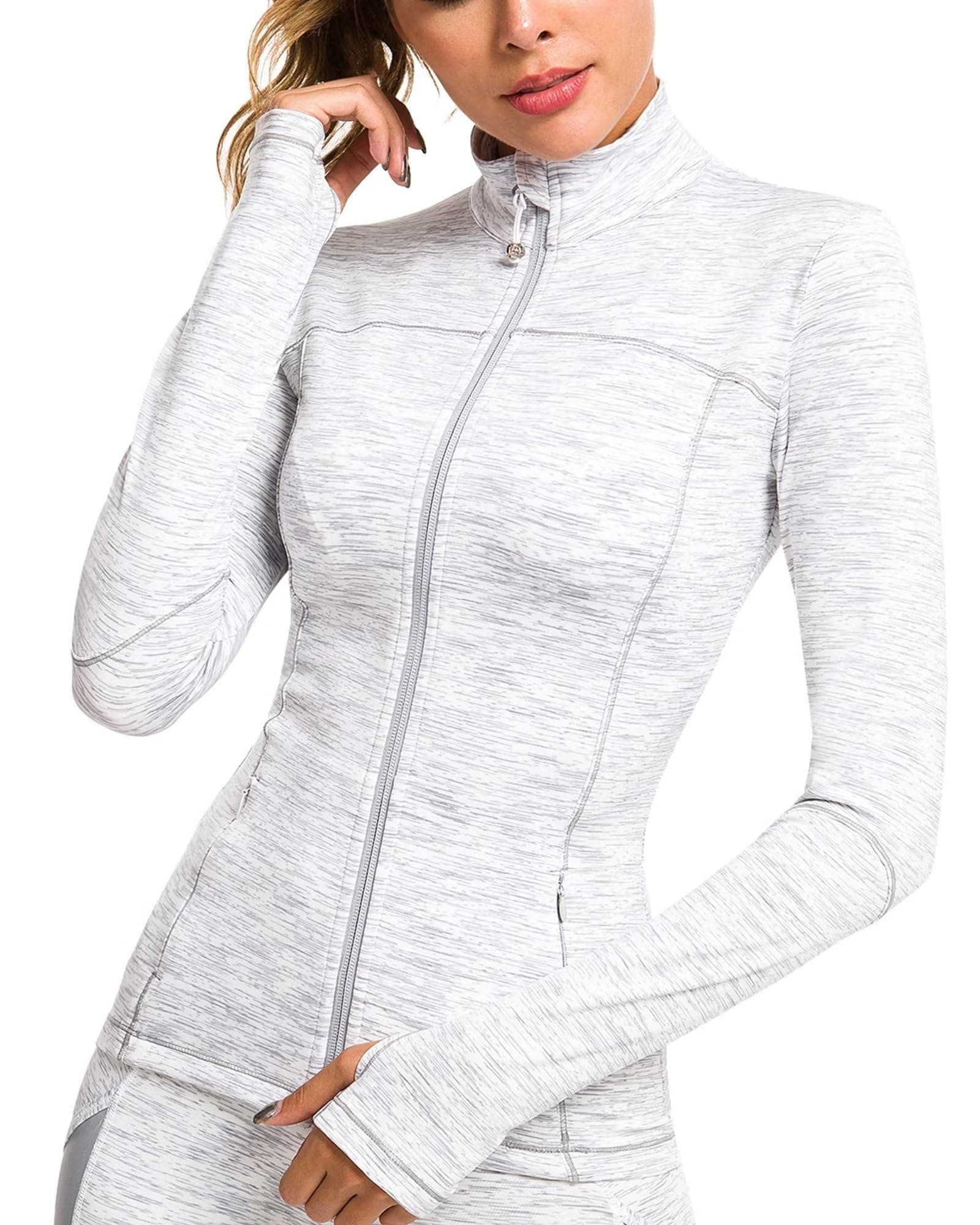 Womens Running Jackets Athletic Workout Scrub Jacket Track Full Zip Up Gym for Women Yoga Top