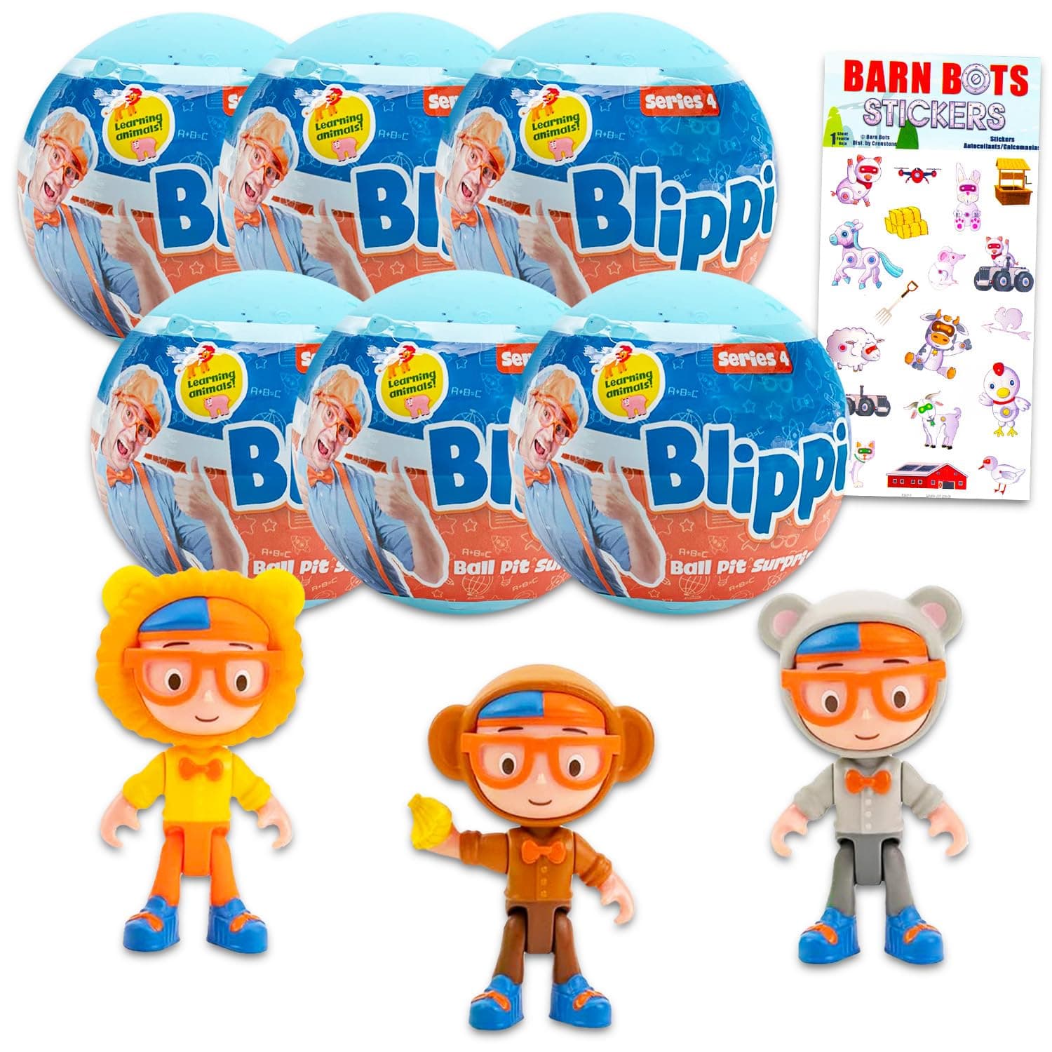 Mystery Balls 6 Pack Includes 6 Balls with Mini Blippi Figurines Plus Stickers & Action Figure Set