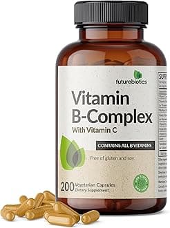 Vitamin B Complex with Vitamin C Supports Energy Production, Nervous System & Immune Support - Non-GMO, 200 Vegetarian Capsules
