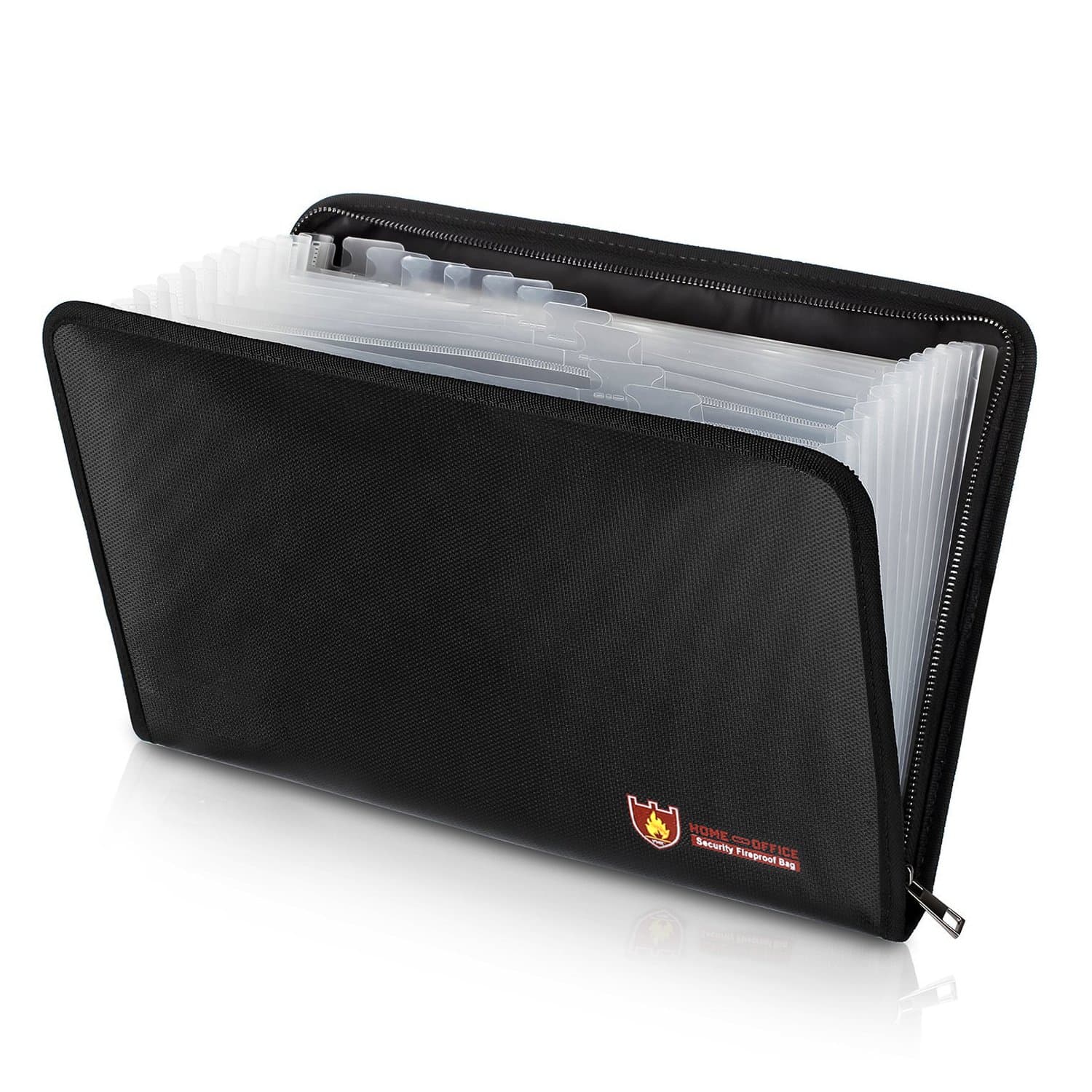Fireproof File Folder, igingko 12 Pockets Expanding Organizer, A4 Letter Size Document Holder, Zipper Closure Non-Itchy Silicone Coated Portable Filing Pouch