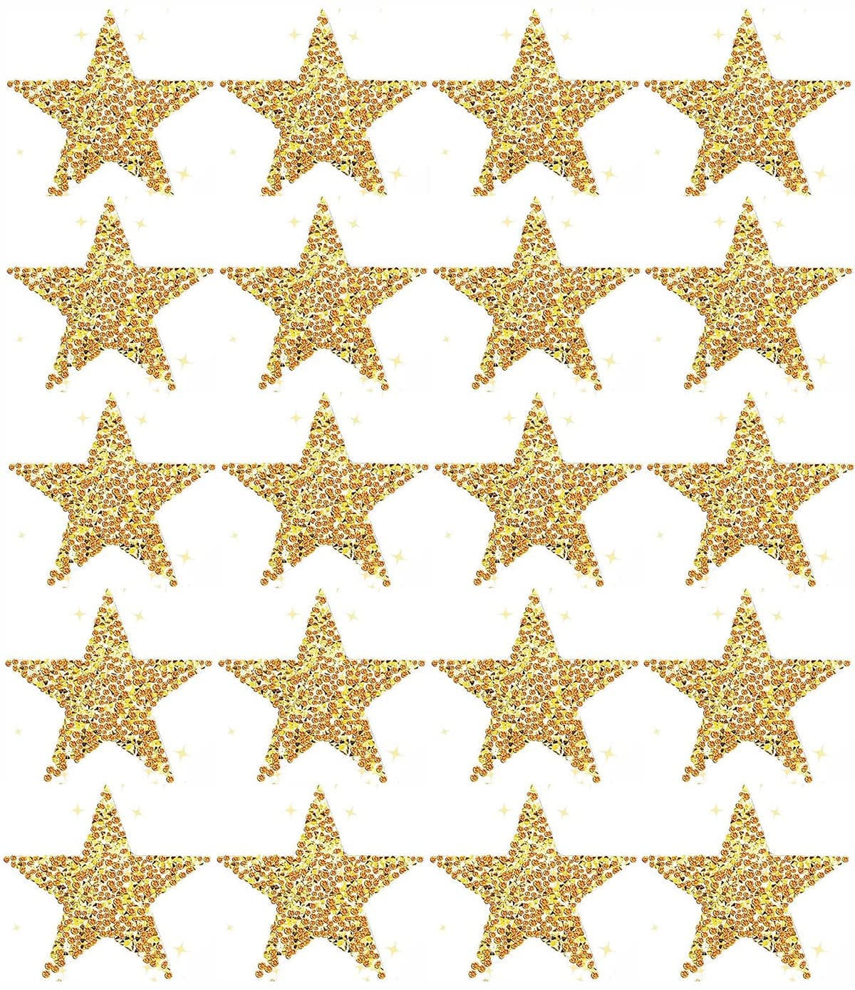 20pcs Gold Star Rhinestone Patches 4cm Sparkly Iron on Patch Decorative Mini Star Patches for Craft Clothing by Yazon