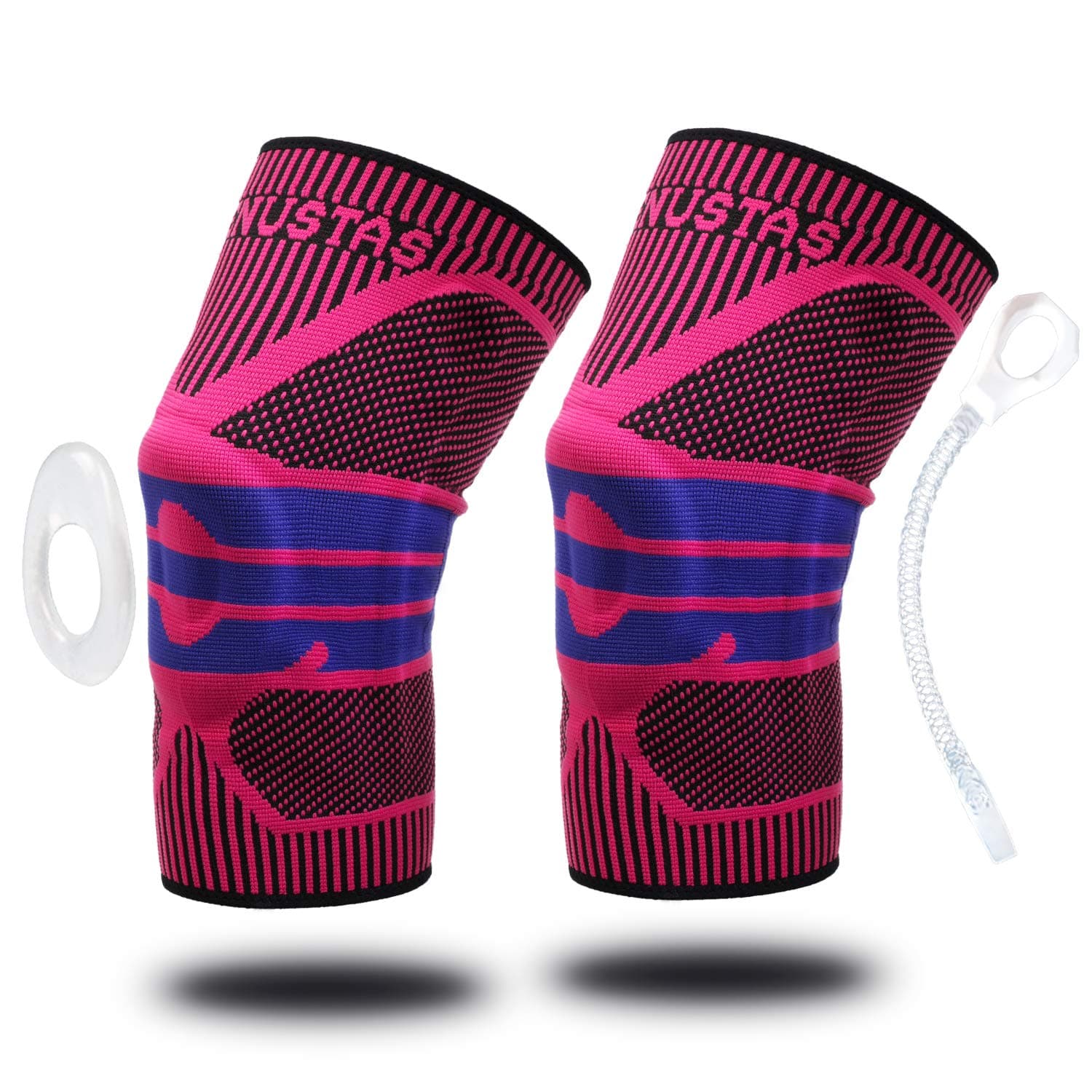 Nylon Silicon Knee Sleeve, Knee Brace Compression Sleeves, Elastic & Adjustable Knee Pad Silicone Padded Bracket/Patella Stabilizer for Meniscus Tear Arthritis Pain Relief