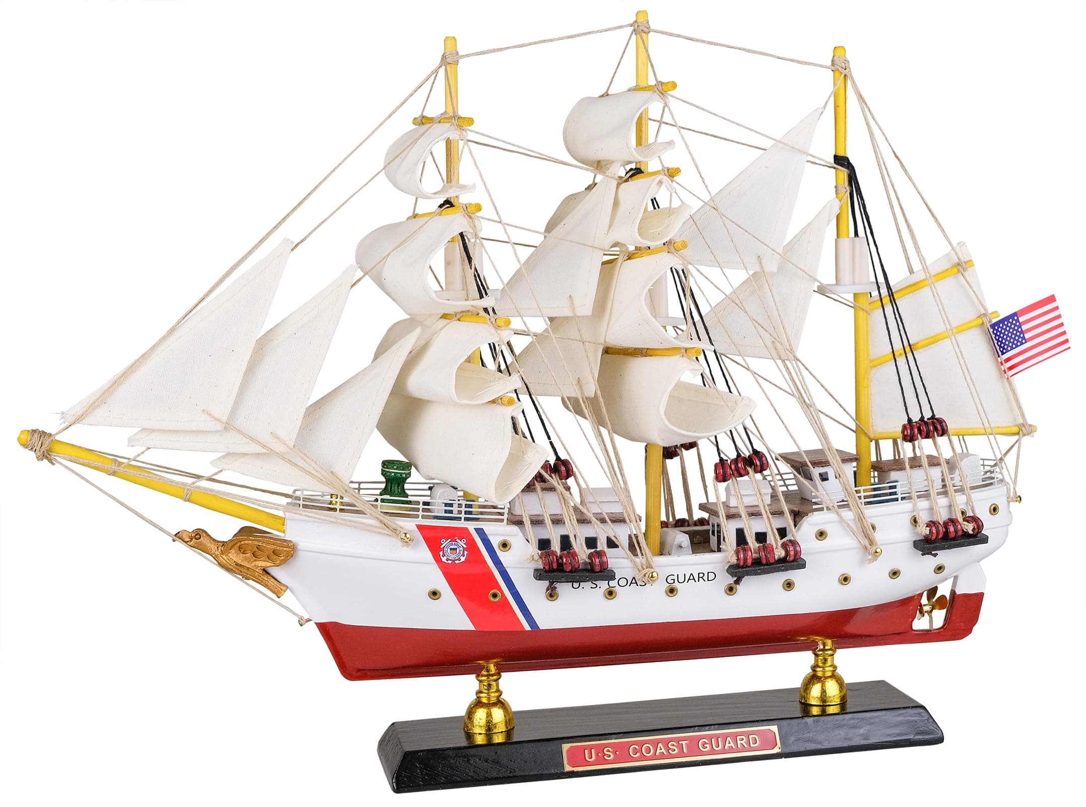 Wooden Model Ship US Coast Guard Eagle Barque Ship Model Sailboat USCG 1936 Replica Small