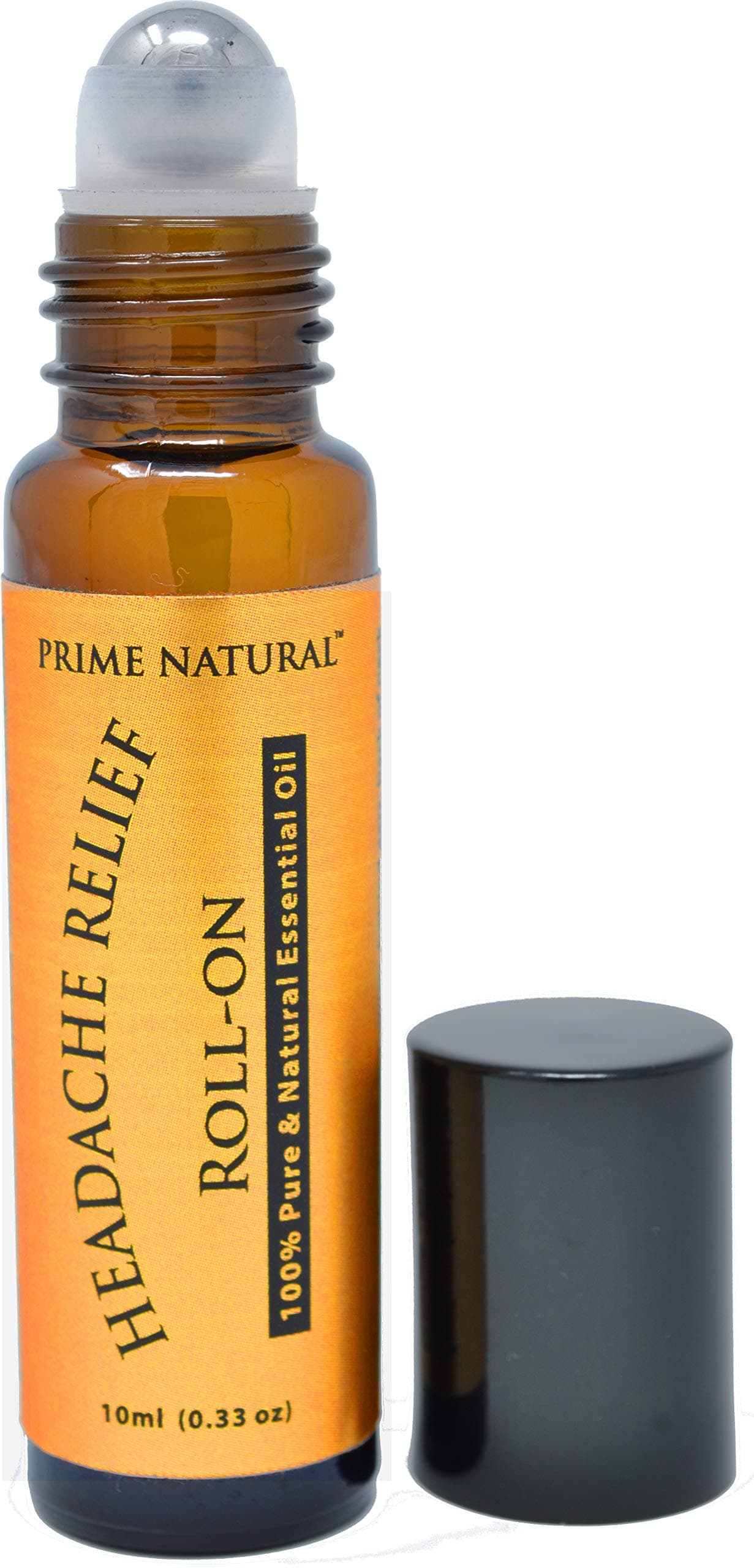 PRIME NATURAL Headache Relief Essential Oil Roll On 10ml, Pre-Diluted, Ready to Use Roller for Migraine, Tension, Calming, Soothing, Grounding, Sore Muscles, Sprain & Sleep