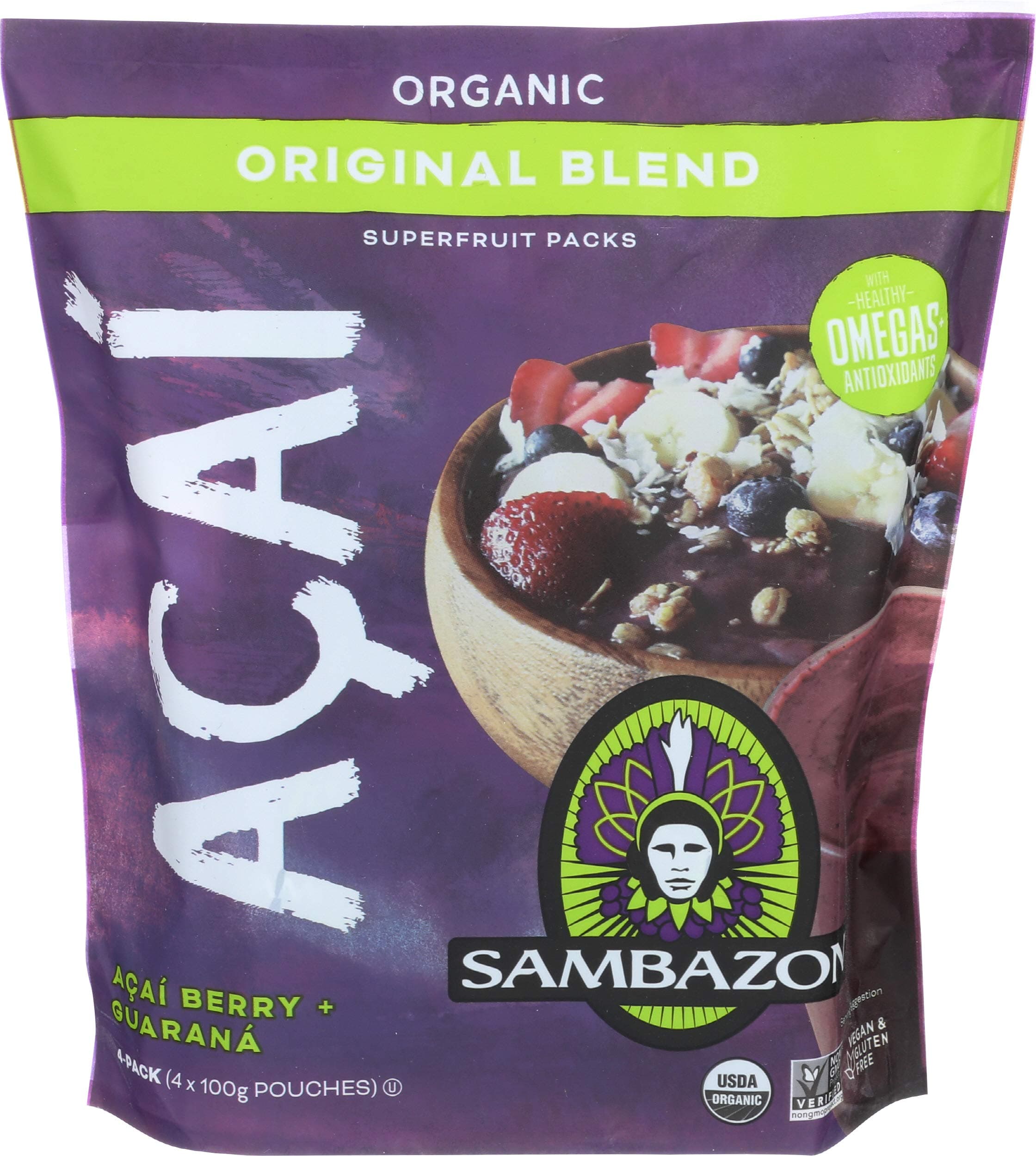 Sambazon, Fruit Acai Original Blend Organic, 100 Gram, 4 Pack