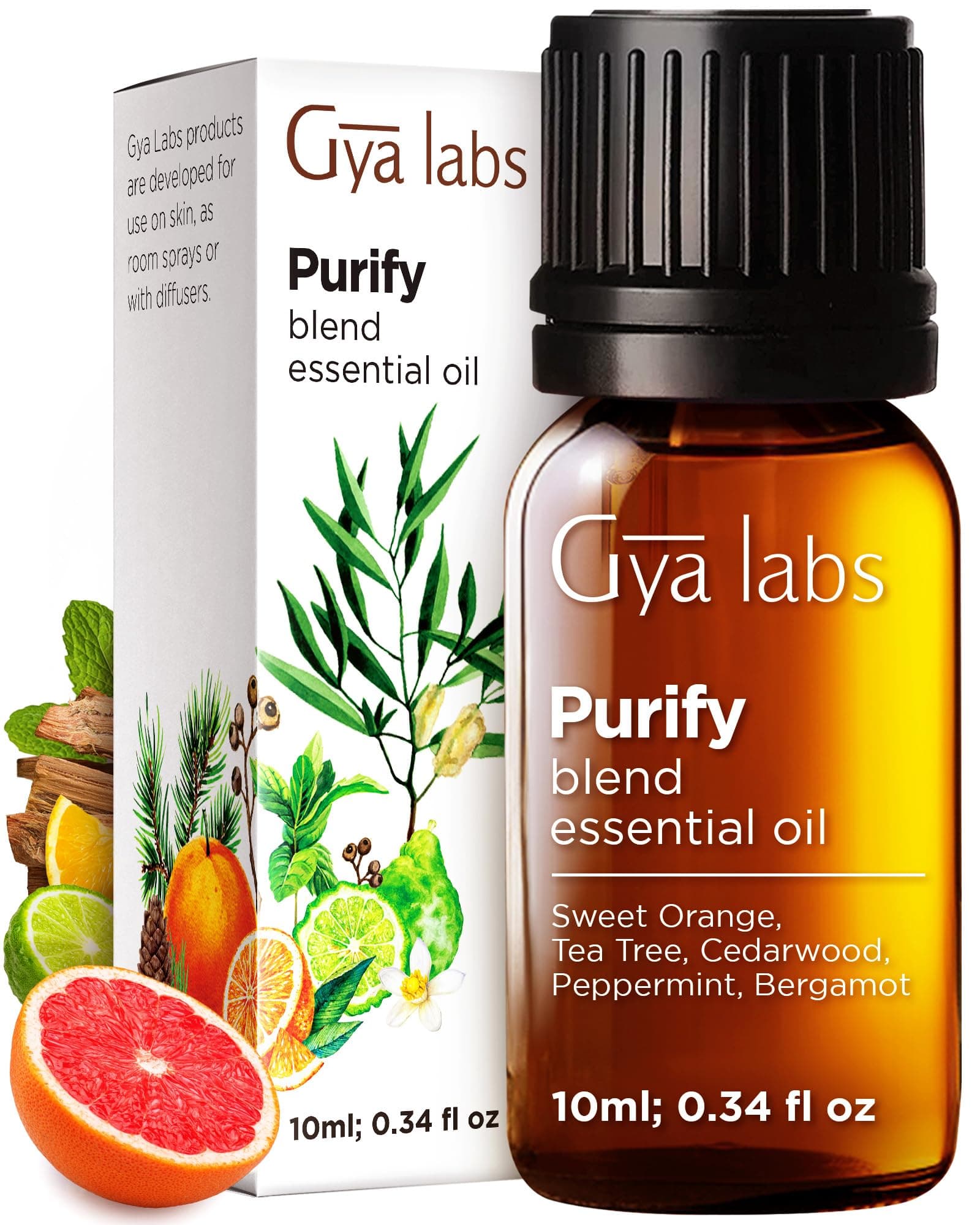 Gya Labs Purify Essential Oil Blend for Diffuser & Skin - Fresh & Cleansing Scent for Aromatherapy, Air Freshener (0.34 fl oz)