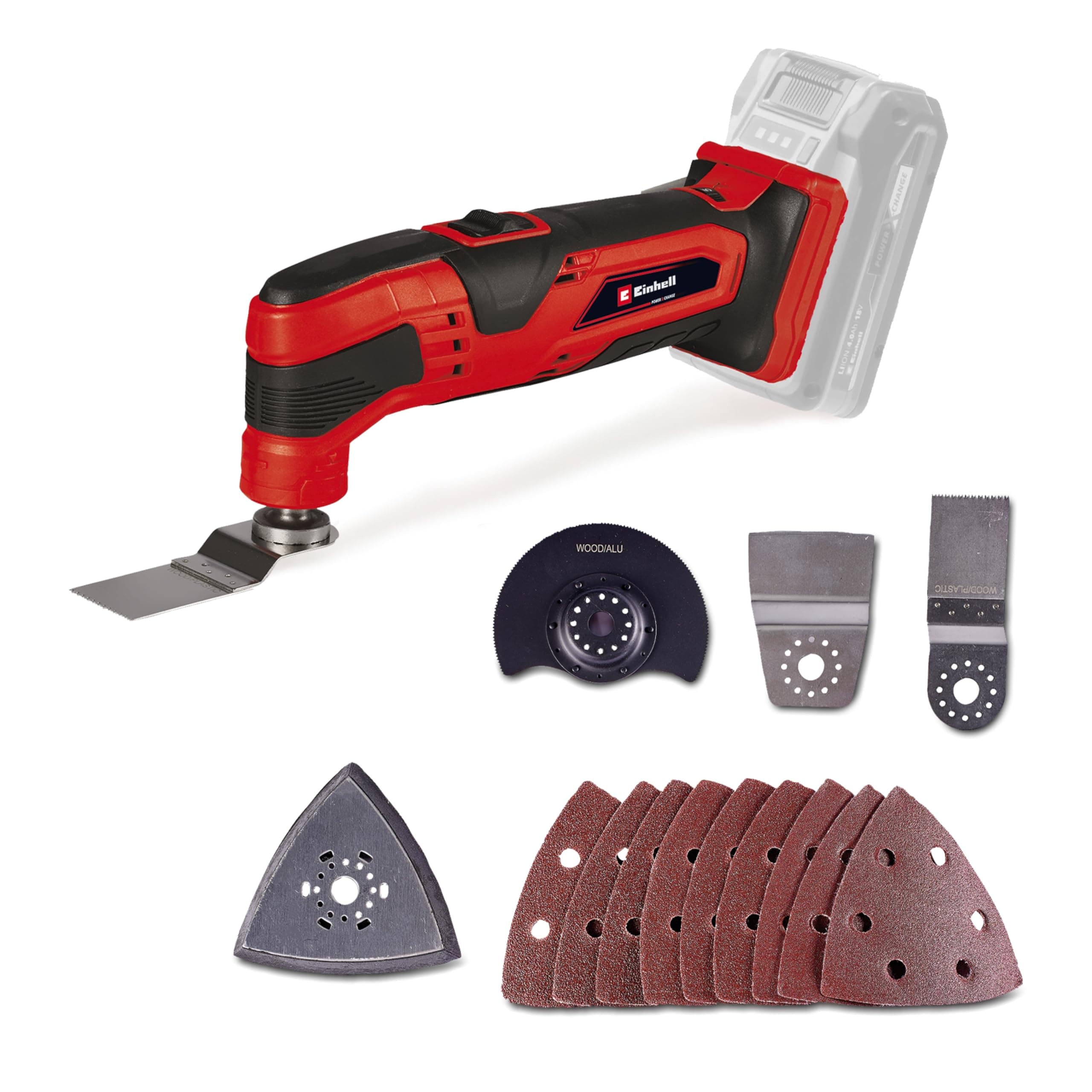 Einhell 18V Cordless Multi Tool, Power X-Change, Multi-Use Cutting and Sanding Tool for Wood, Plastic and Metal, Accessories Included (Battery Not Included) 4465170