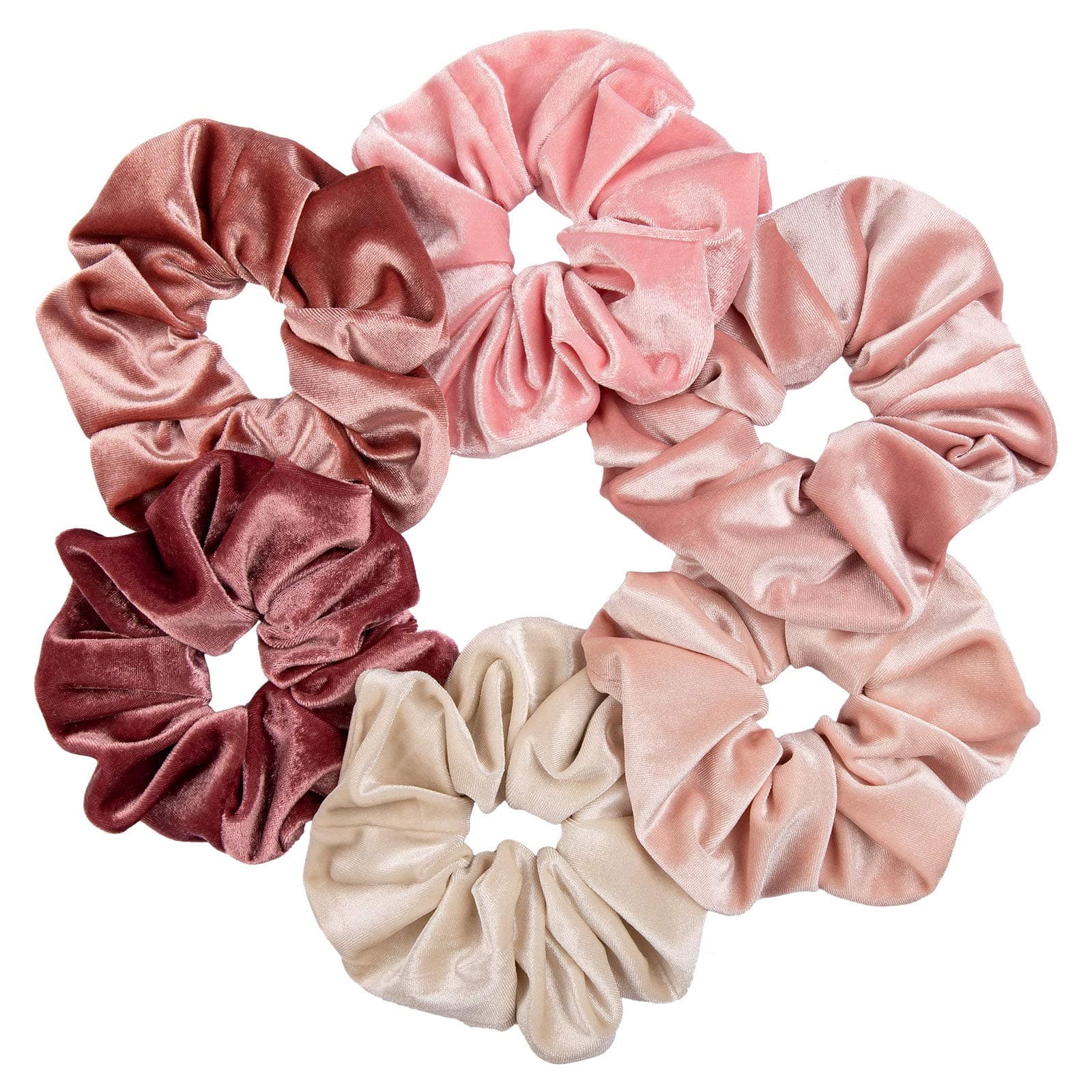 Blush Theme Hair Scrunchies Large Velvet Hair Bands Pink Soft Elastic Hair Ties Hair Accessories for Girls Women, 6 Pieces