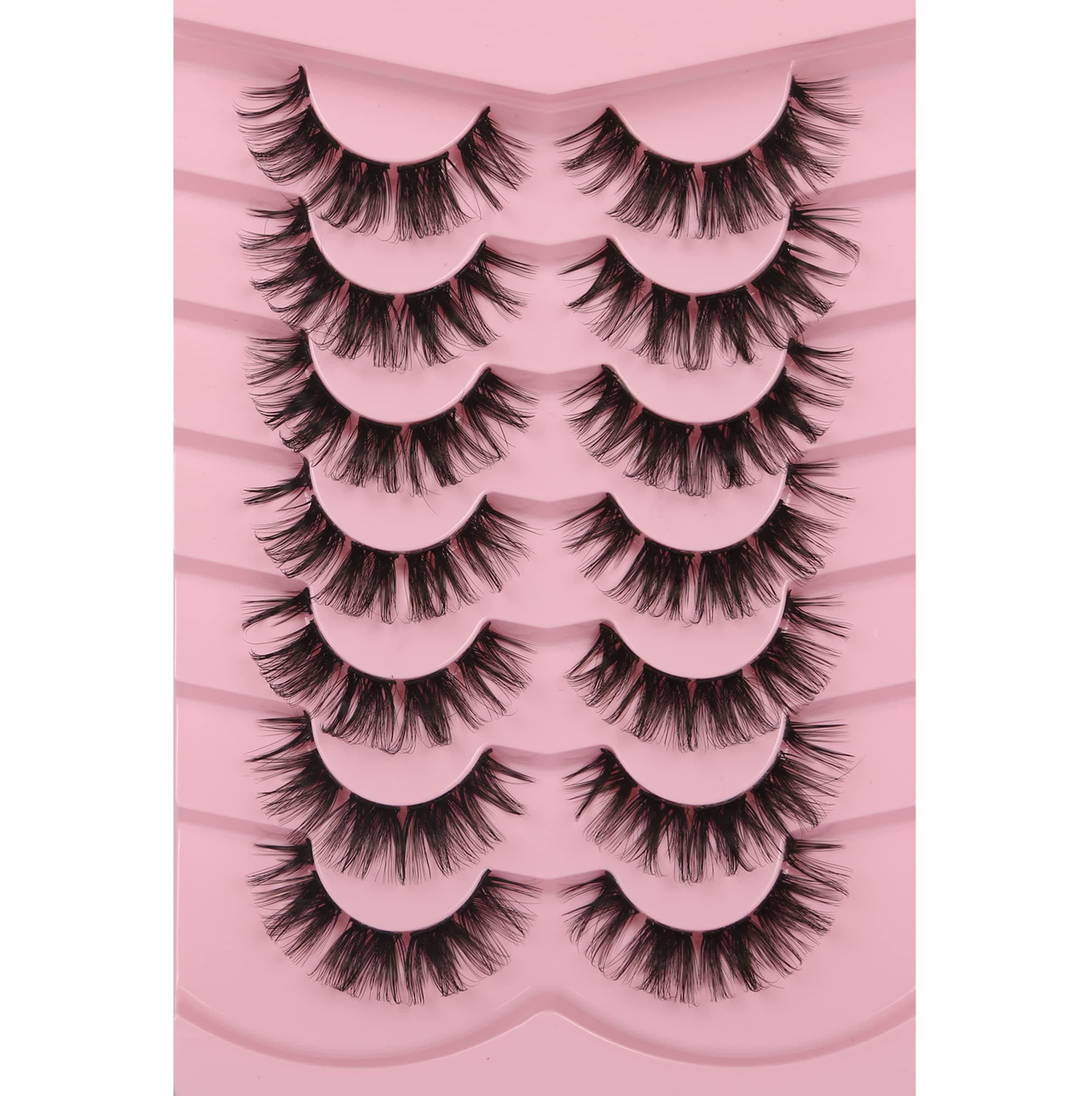 Pooplunch False Eyelashes DIY Cluster Lashes Extensions Volume Natural C Curl Fluffy Wispy Short Faux Mink Lash Fake Eyelashes 7 Pairs Combo Pack