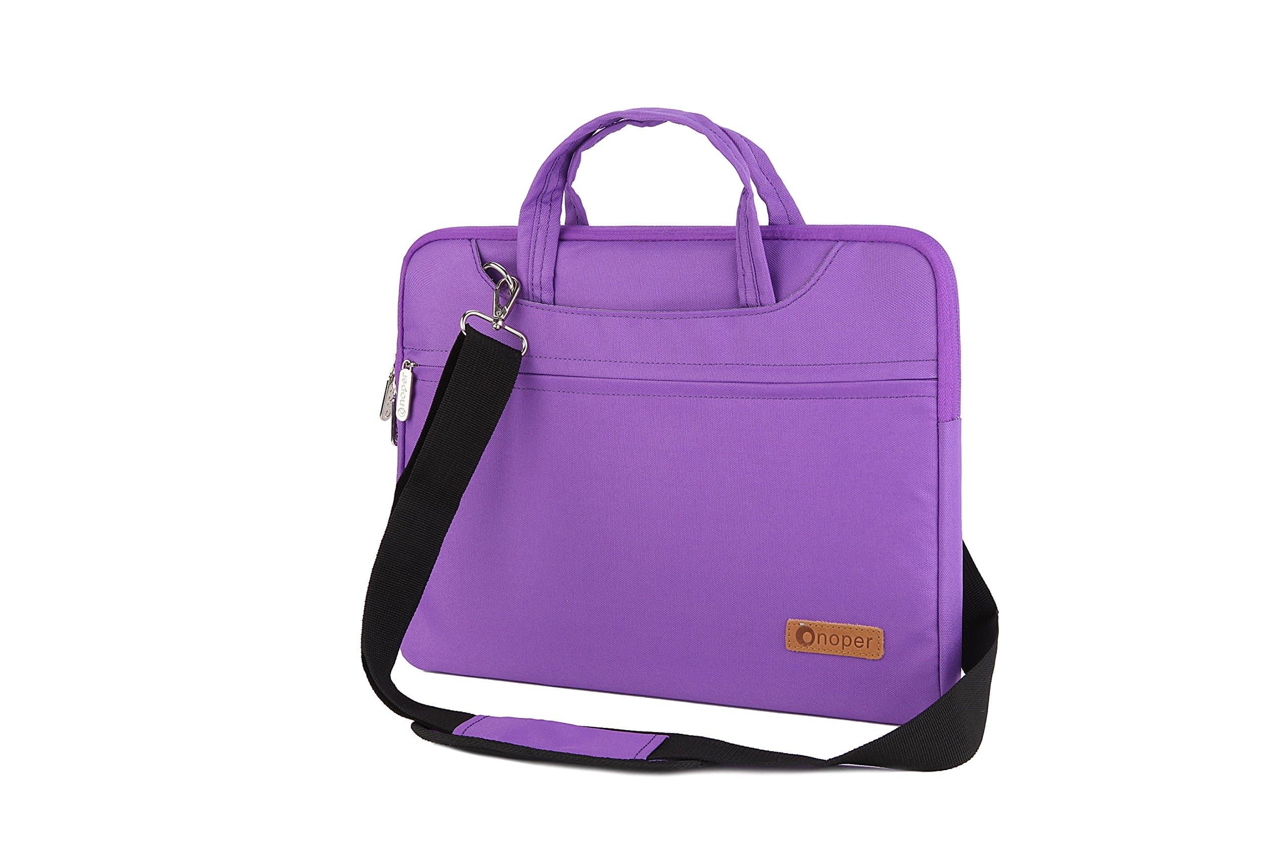 Onoper Multi functional Portable Thin Light Laptop Sleeve Messenger Briefcase Pocket Case Carrying Case Bag Pouch for Notebook / MacBook / Ultrabook /Computers / Tablet / Chromebook / Messenger Case with Handle and Removable Carrying Strap For Acer/Asus/Dell/Fujitsu/Lenovo/HP/Samsung/Sony/Toshiba (13-14'', purple)