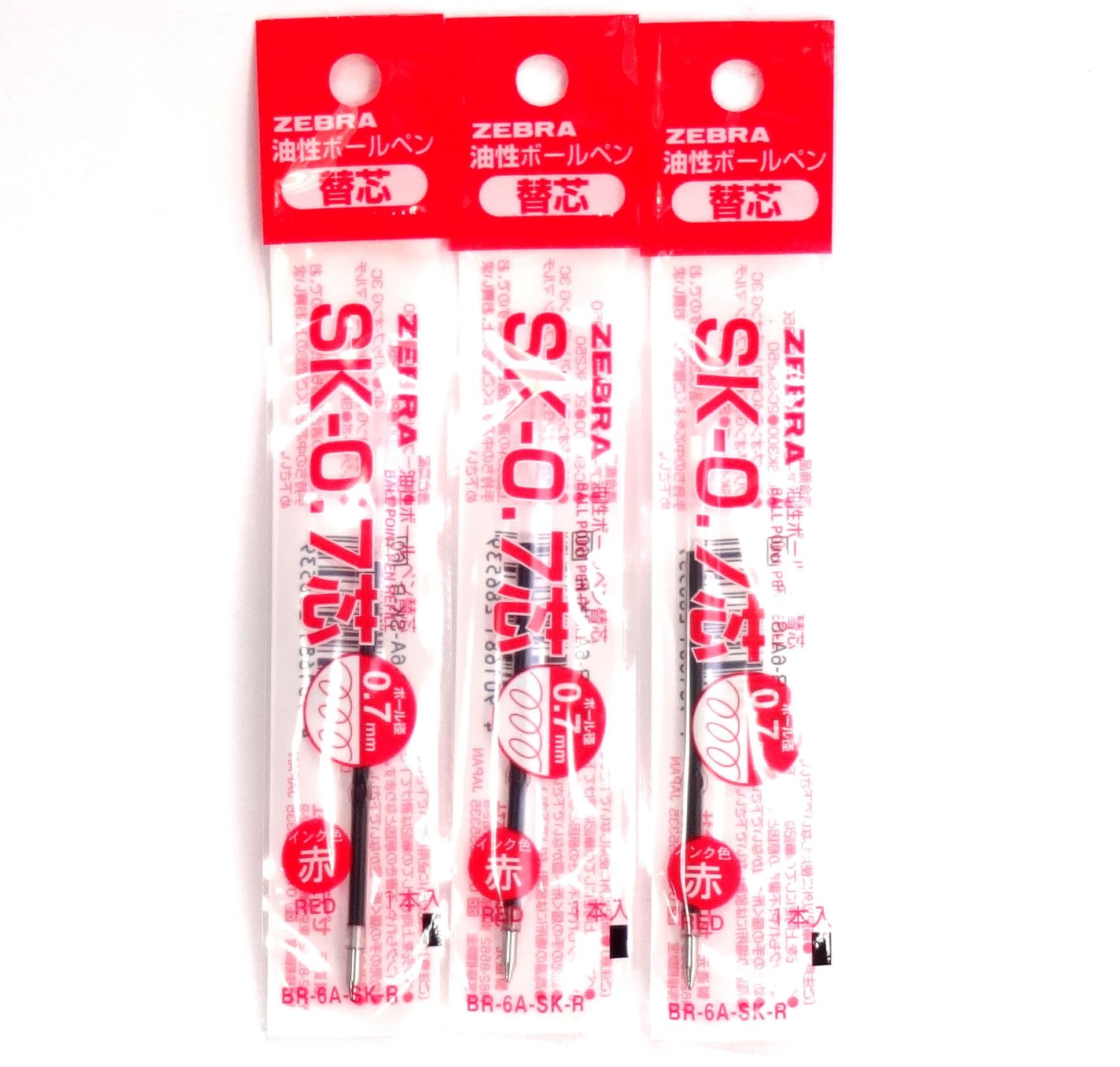 Zebra SK-0.7 0.7mm Refill (Red Ink), BR-6A-SK-R ×3 Pack/total 3 pcs (Japan Import) [Komainu-Dou Original Package]