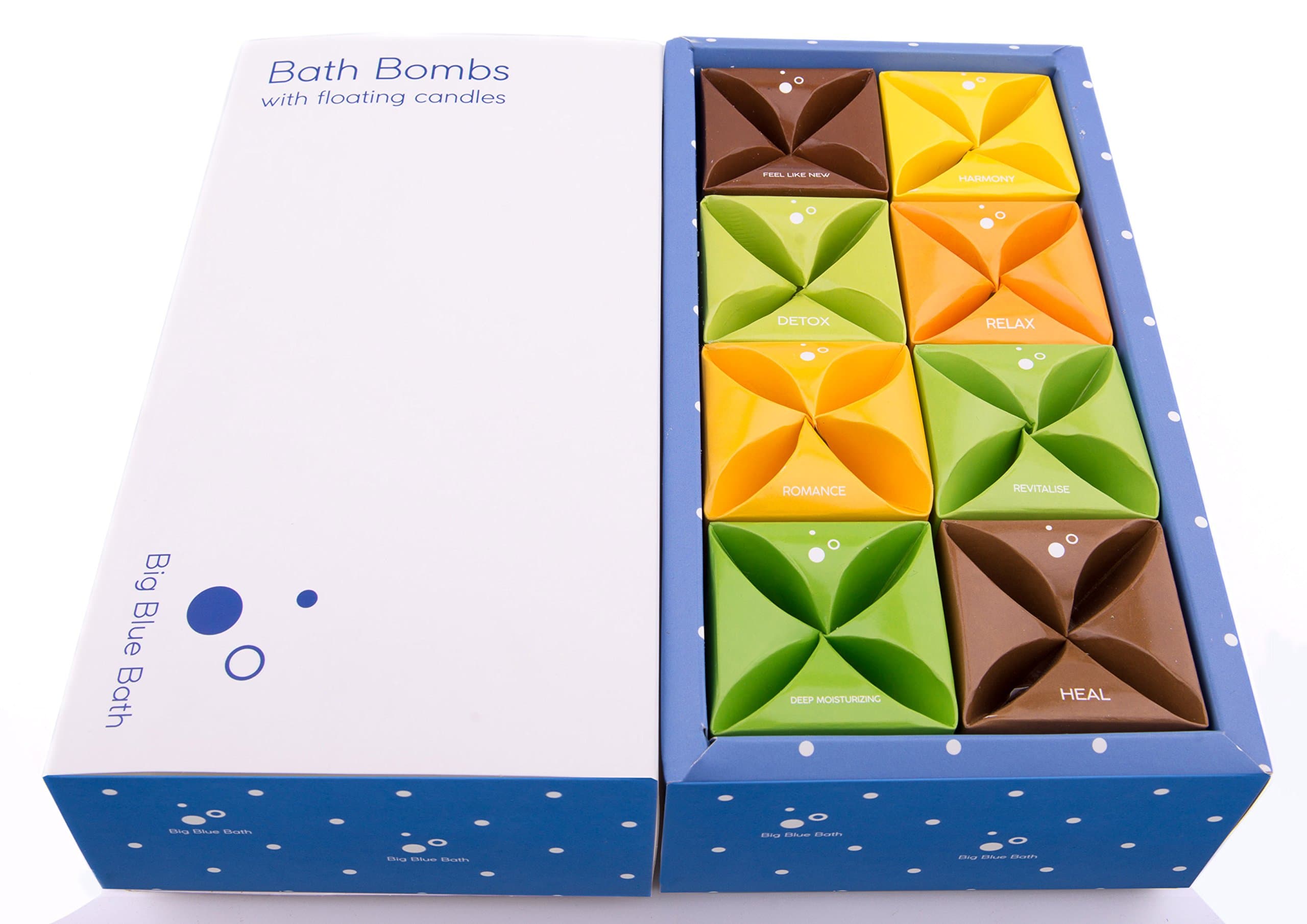 Bath Bombs Gift Set With Scented Candles - Large, Natural - Bath Gift Set Ideas For Women, Kids by Big Blue Bath