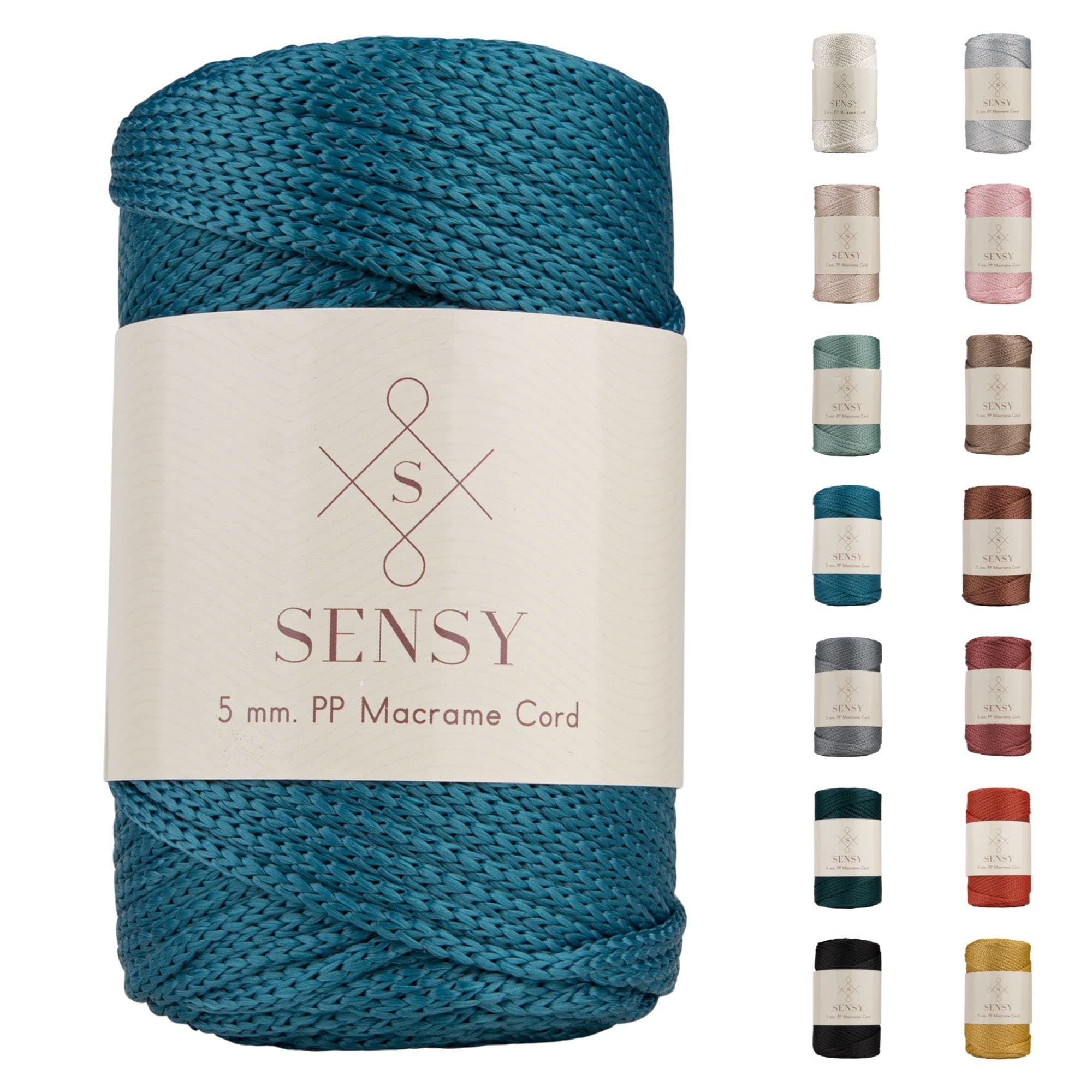 (Peacock) - Sensy Premium 5mm Polyester Rope 100% Polypropylene Cord Macrame Cord 5mm Crochet Bag Cord Macrame Rope Crochet Thread Gift for Knitter (Peacock)