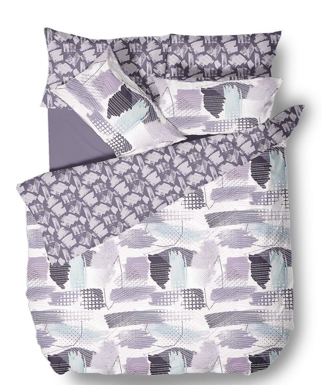 Duvet Cover Set Easy Care 3 Pcs Reversible Pattern Printed Quilt Cover Set With 2 Pillow Cases (Abstract Art, King)