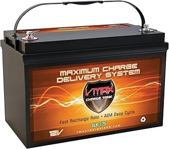 VMAXSLR125 AGM deep cycle 12V 125AH battery for Use with gas or electric power backup generator or smart charger for off grid power systems