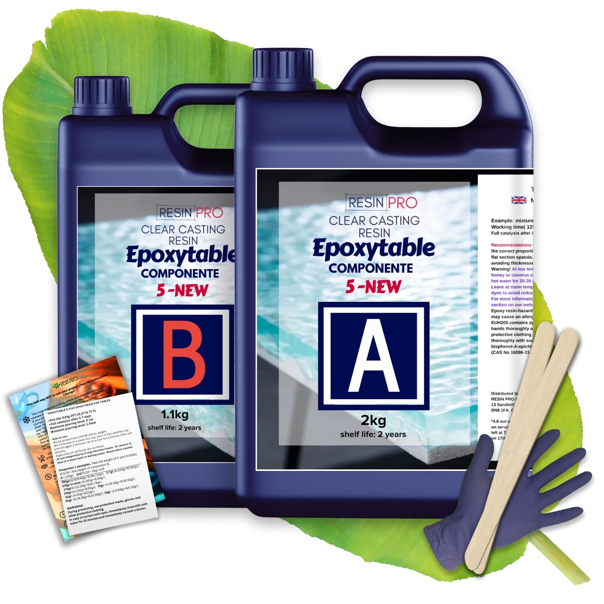 3,10 Kg Epoxy Resin Epoxytable Five Ideal for creating River Table, Furniture, Clear Casting, Countertops 5 cm, Jewellery and Artistic Creations, Non-toxic Certified, Technical Assistance in English