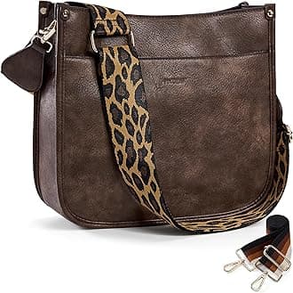 HKCLUF Crossbody Bags for Women Trendy Vegan Leather Hobo Handbags With 2PCS Adjustable Guitar Strap Shoulder Bucket Bags