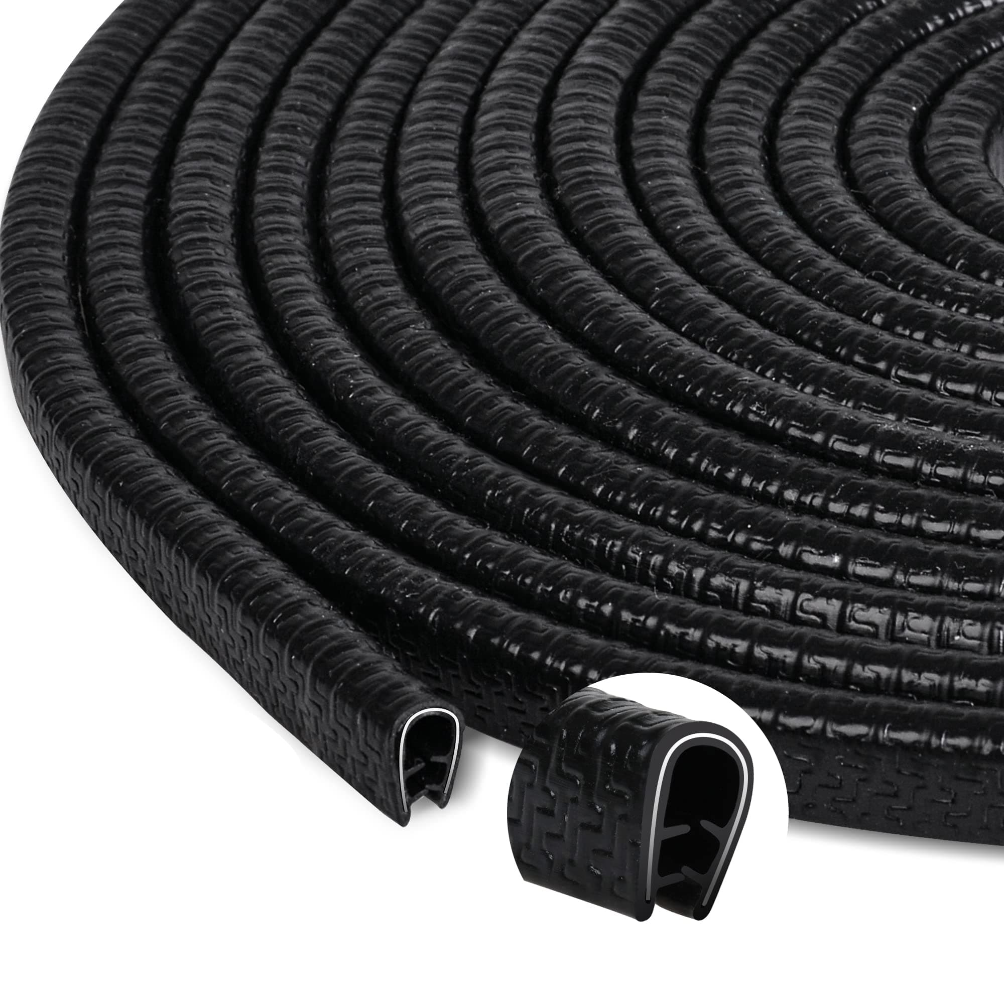 Car Door Edge Guard Protector Strips U Shape Rubber Door Seal Trim for Car Mental Edges Boat, Grip Range 1.0mm to 2.5mm (5m)