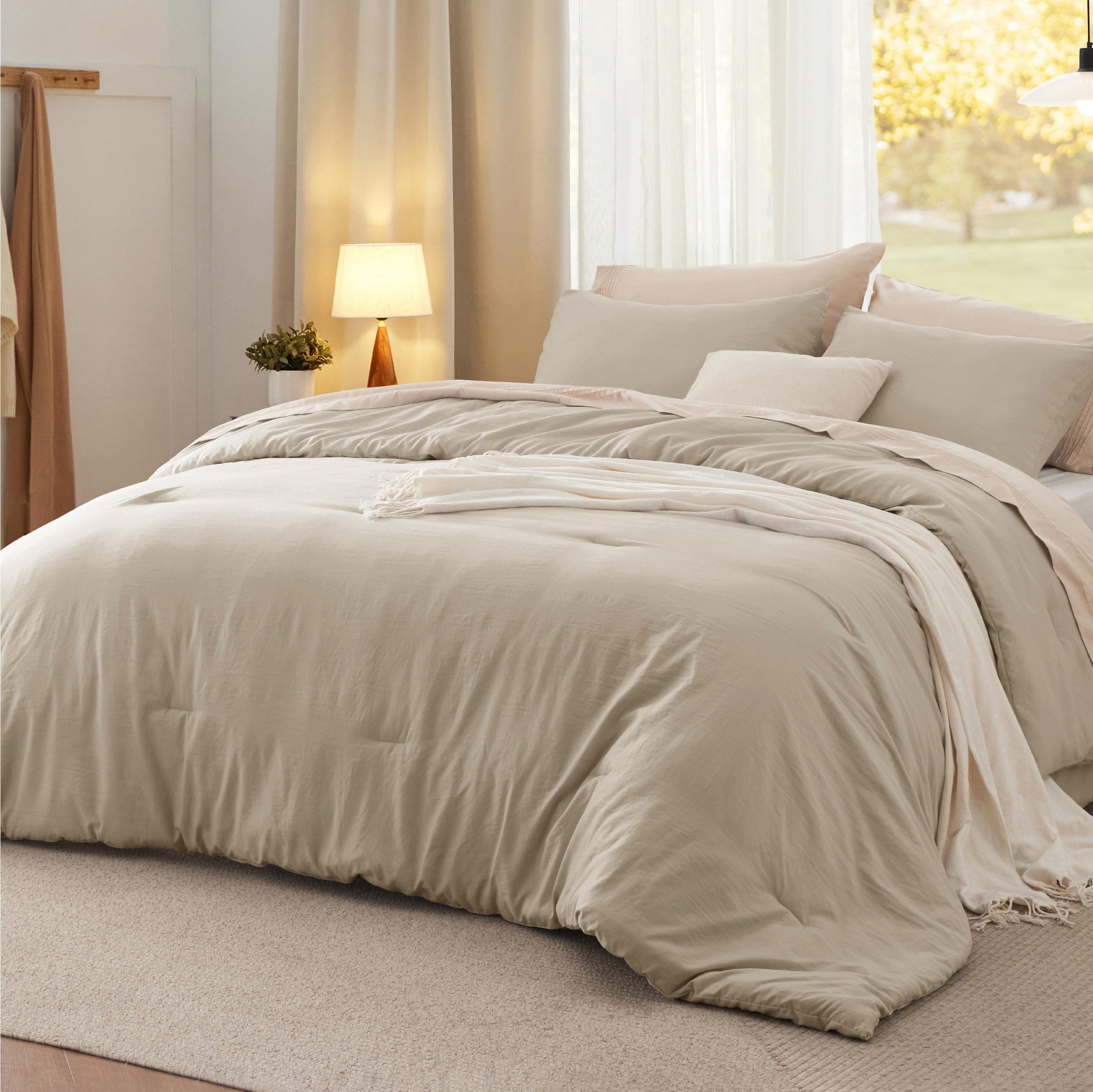 California King Comforter Set, Sand Soft Prewashed Bedding for All Seasons, 3 Pieces GentleSoft™ Bed Set, 1 Lightweight Comforter (104"x96") and 2 Pillowcases (20"x36")