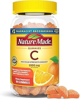 Nature Made Maximum Strength Dosage Vitamin C 1000mg per Serving, Immune Support Vitamin C Gummies for Adults, 80 Gummies, 20 Day Supply