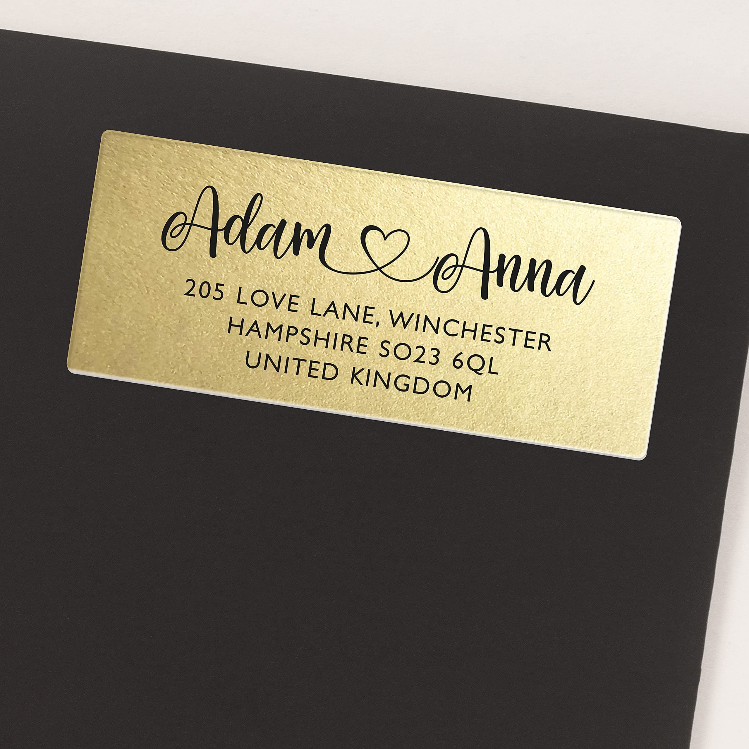 Personalised Custom Return Address Stickers, Self Adhesive White Gold Silver Labels (25x60mm), 30 rectangle stickers per A4 Sheet, Custom labels designed and printed in the UK - RA02