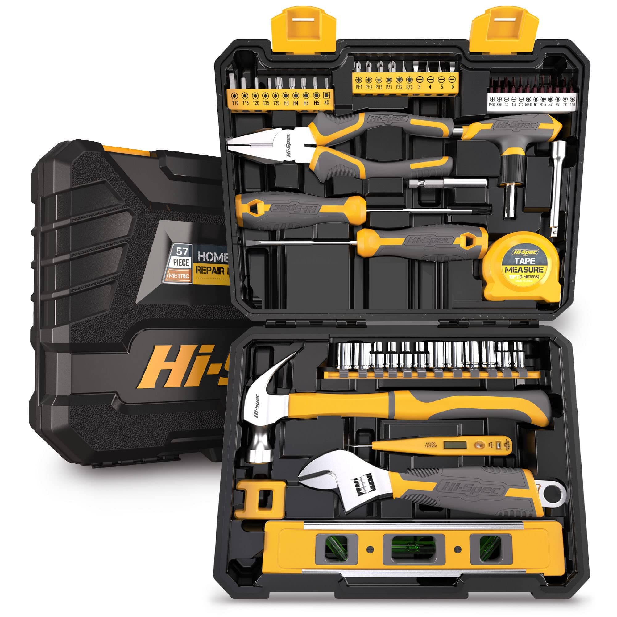 Hi-Spec 57-Piece Home & Garage Tool Kit – Complete Hand Tools for Repair, Maintenance & Workshop Use