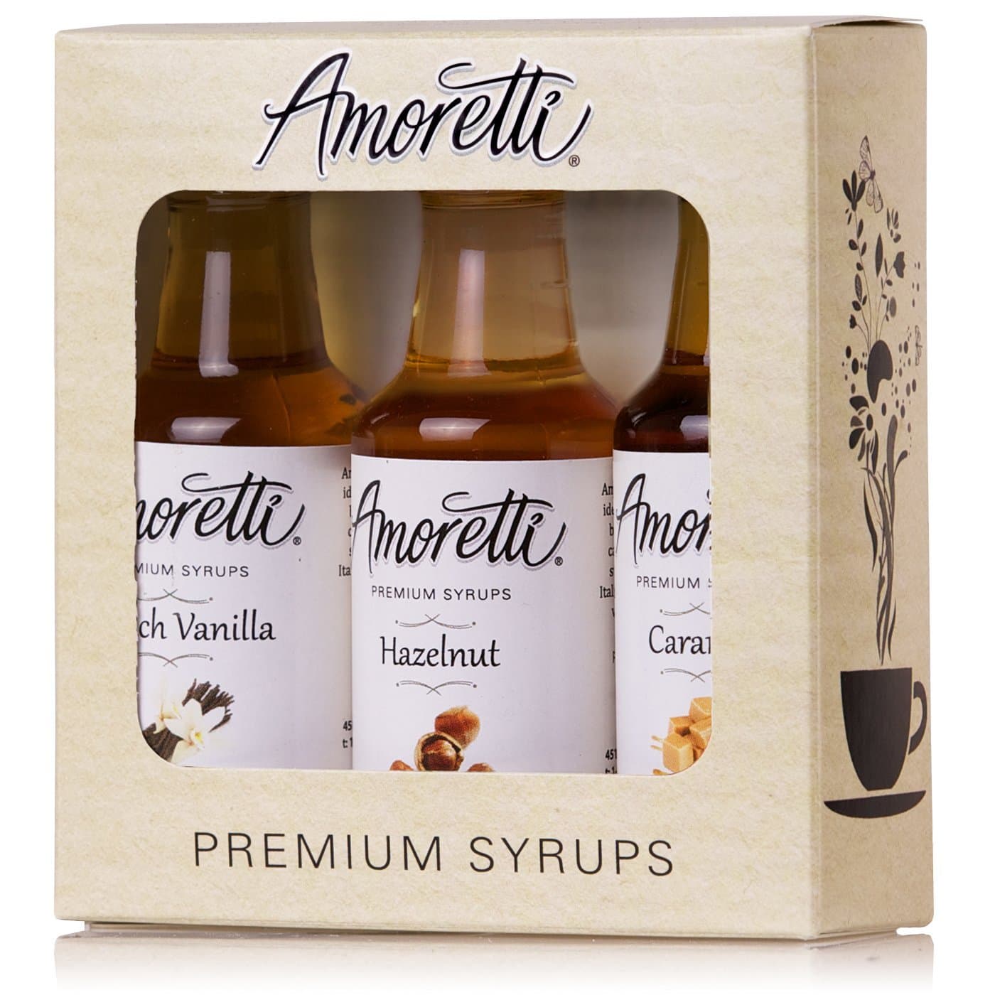 Amoretti Premium Classic Syrups 50ml 3 Pack (French Vanilla, Caramel, Hazelnut), 1.69 Fl Oz (Pack of 3)