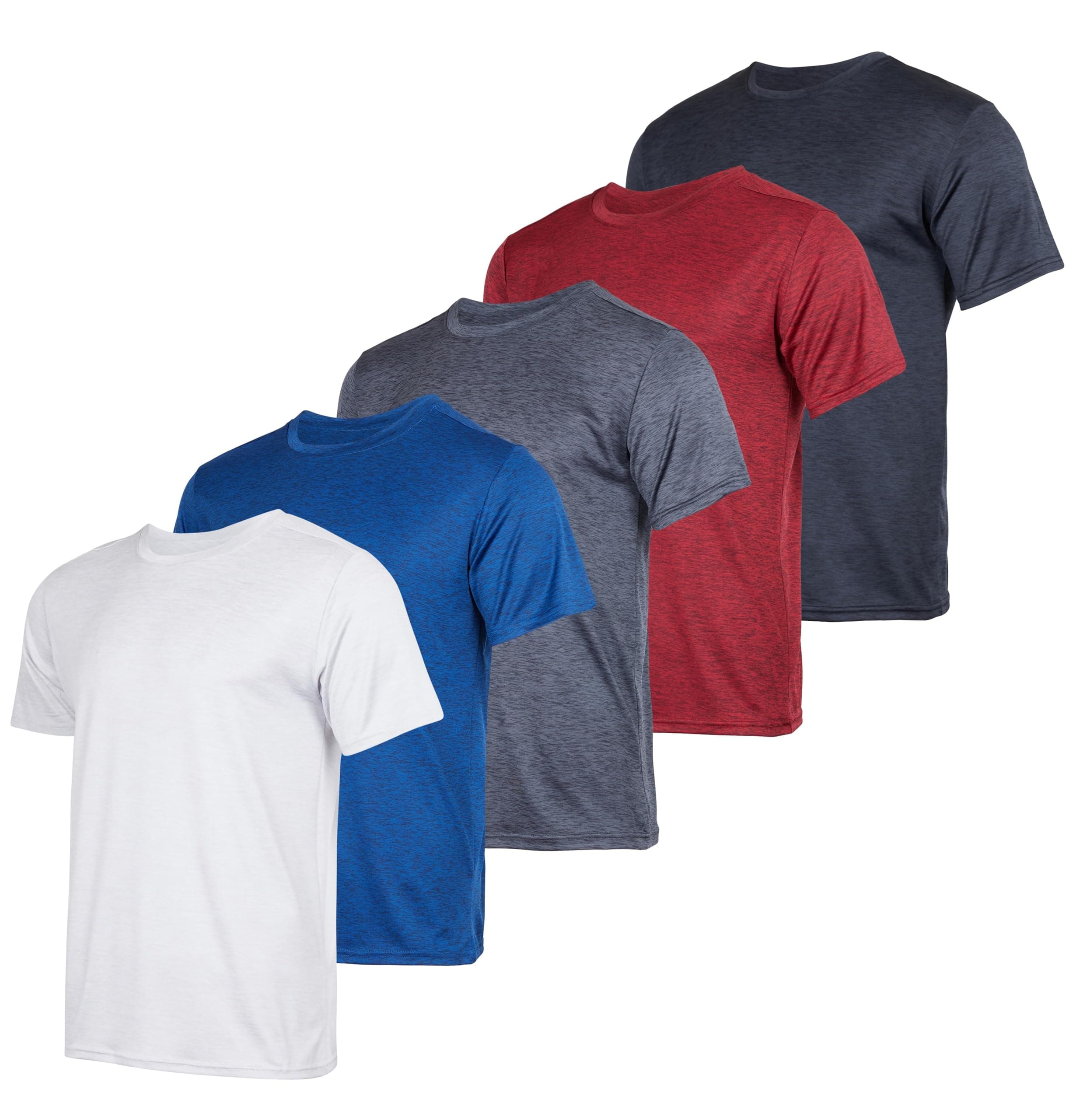 Real Essentials5 Pack: Youth Dry-Fit Wicking Active Athletic Performance Short Sleeve T-Shirt Boys & Girls Shirts