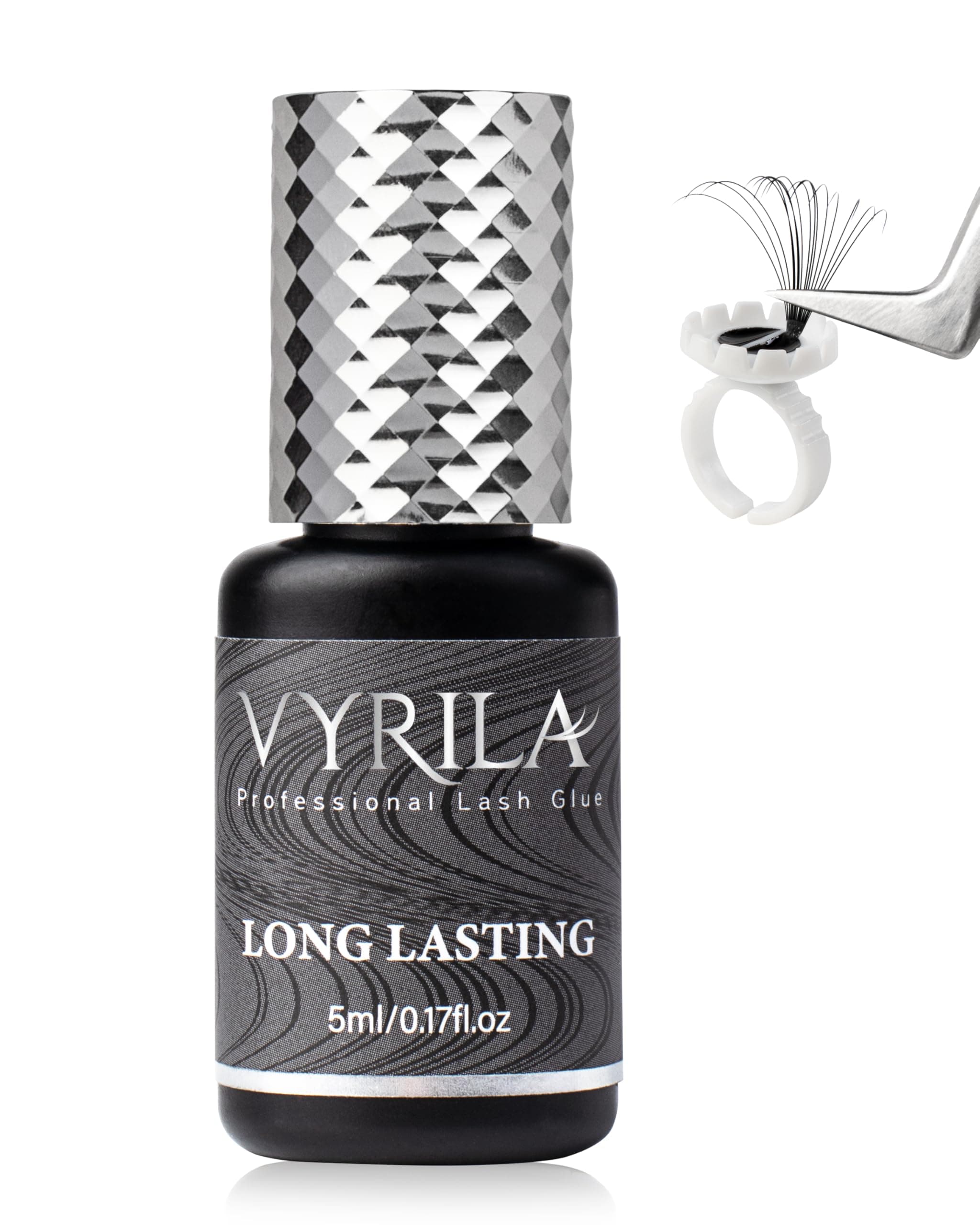 Eyelash Extension Glue-VYRILA 1-2 Sec Drying Time (0.17fl.oz/5ml) Waterproof Eyelash Glue-Long Lasting Lash Extension Glue-Up to 8 Weeks Black Adhesive for Eyelash Extensions Professional Use Only