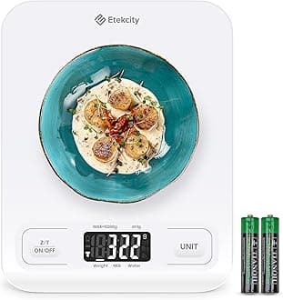 Food Kitchen Scale, Digital Grams and Ounces for Weight Loss, Baking, Cooking, Keto and Meal Prep, LCD Display, Medium, White