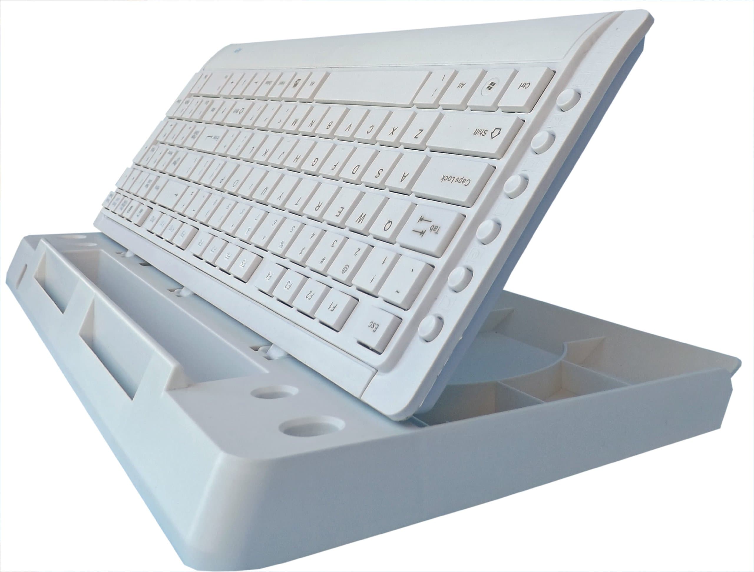 USB 6 in ONE Keyboard-Stand-Organizer for pads tablets computers (White)