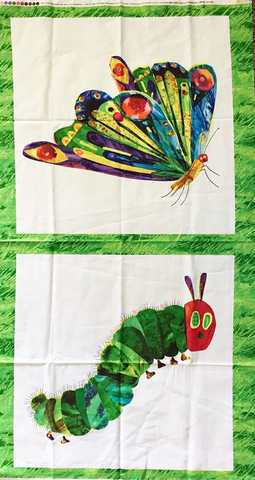 The Very Hungry Caterpillar Fabric Pillow Panel - Designed by Eric Carle (Great for Quilting, Sewing, Craft Projects, Wall Hangings, and More) 22" x 44"