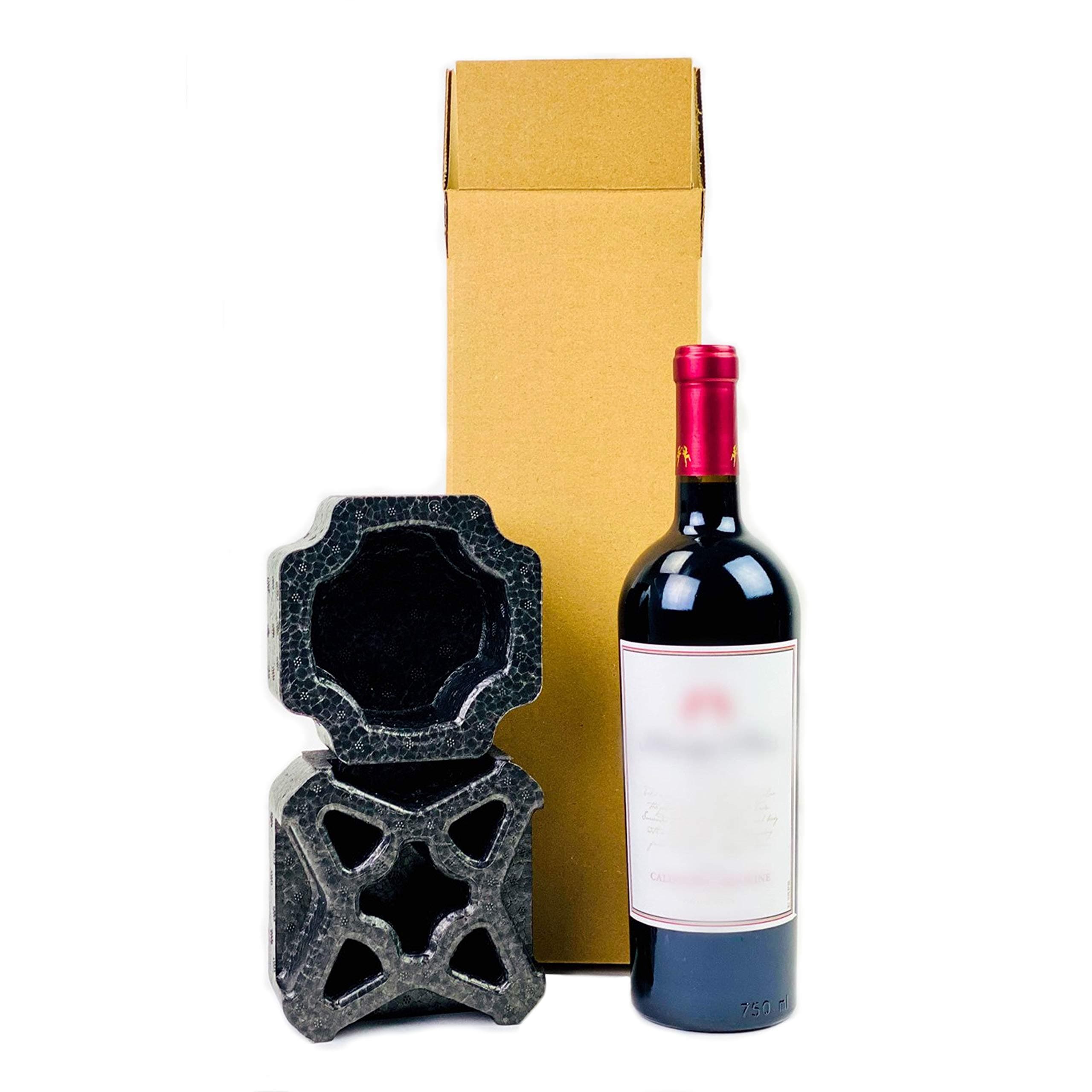 USA Universal Single Bottle Wine Shipping Box - 1 Pack - All-in-One Protective Shipper with High Recycled PE Foam - Eco-Friendly, Recyclable, Secure Wine Packaging